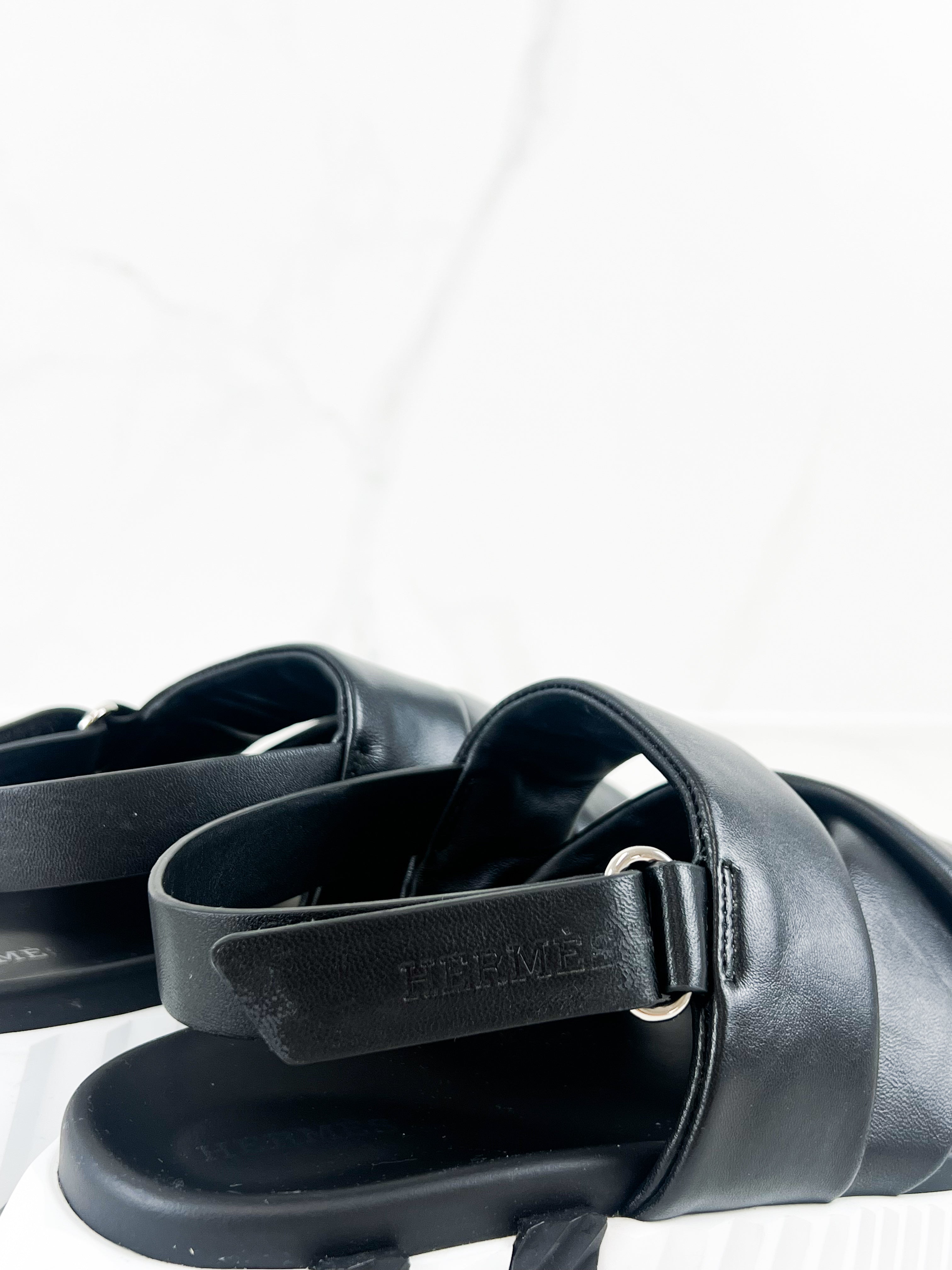 Hermes Electric Sandals in Black Size 38.5