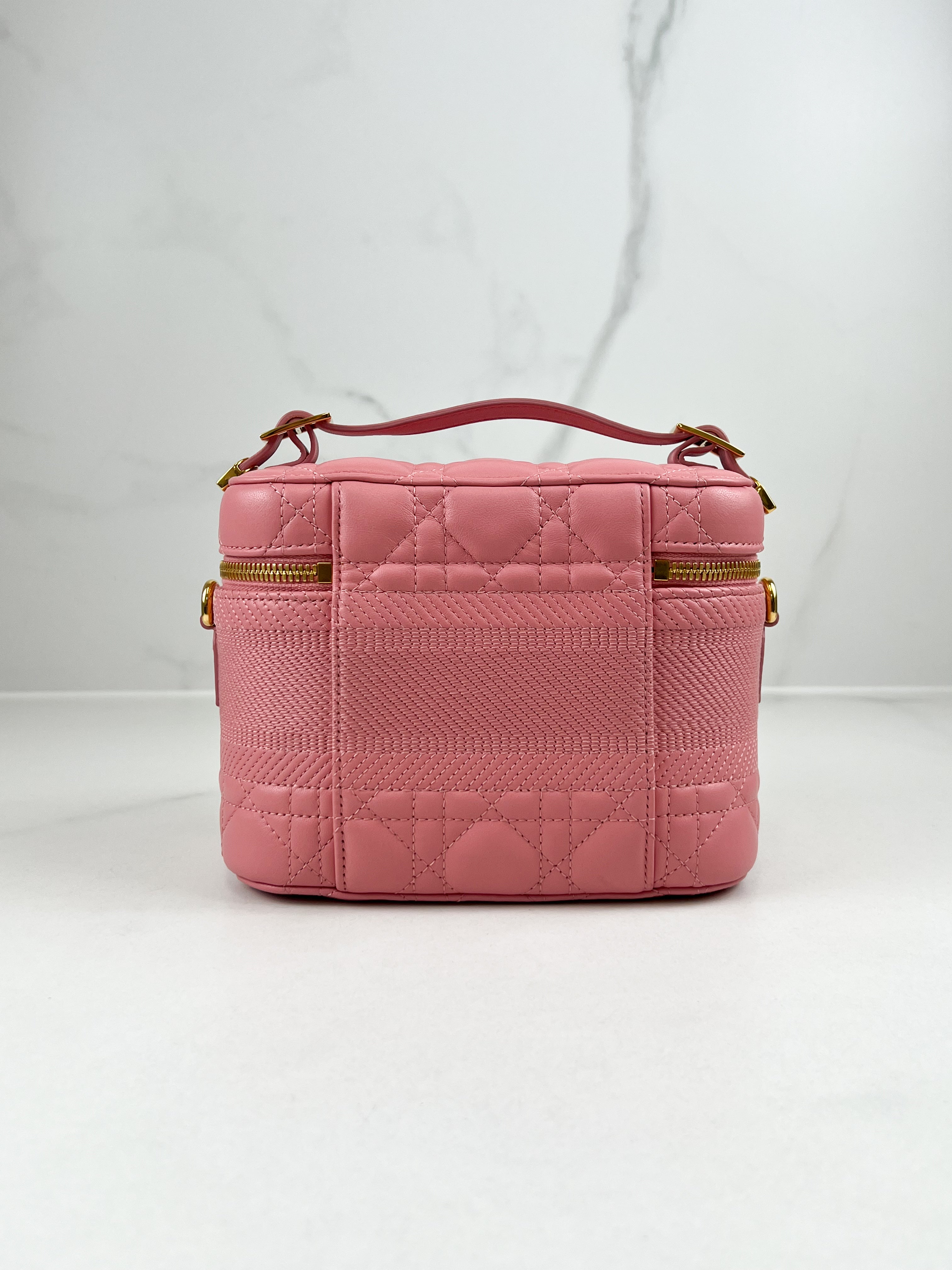 Christian Dior Travel Vanity Case in Pink Cannage Lambskin