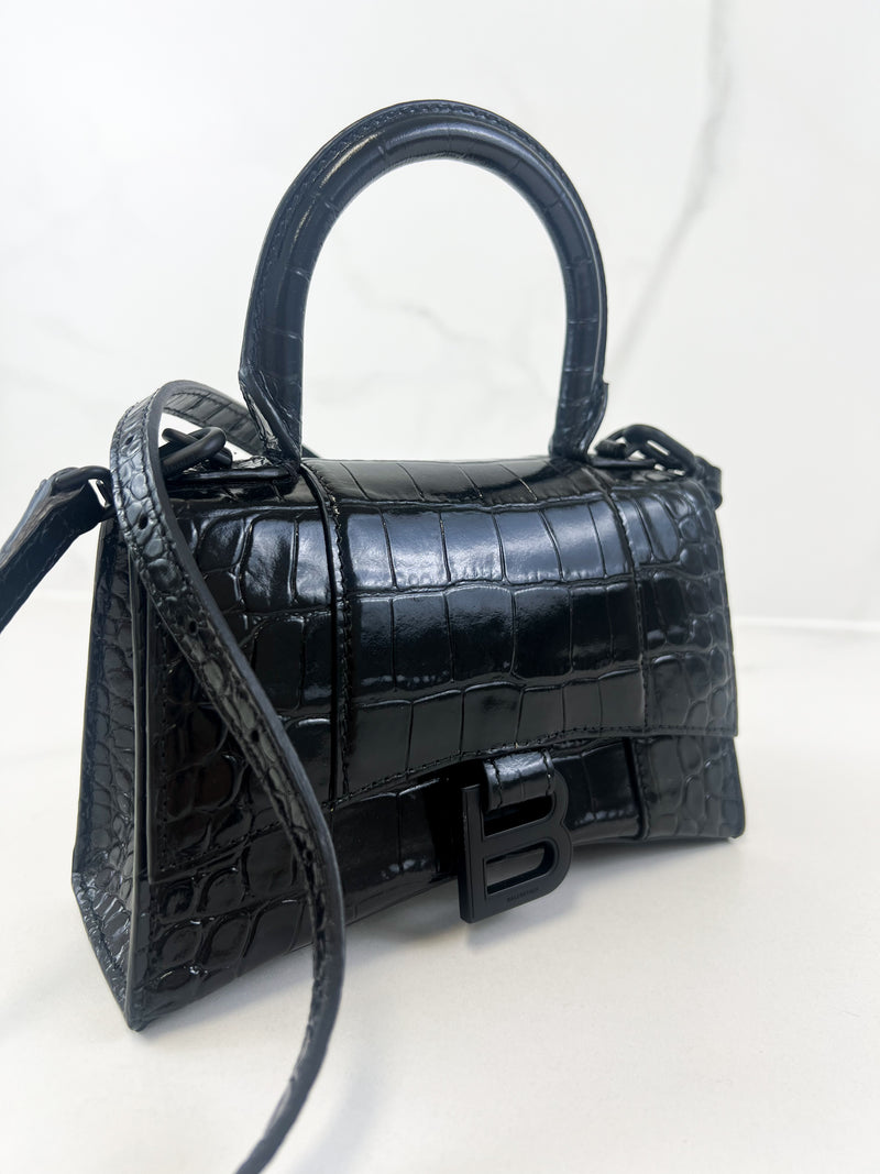 Balenciaga Black on Black Croc XS Hourglass