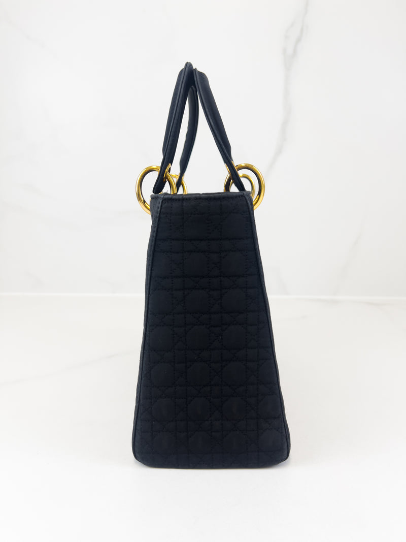 Christian Dior Vintage Black Lady Dior with Gold Hardware