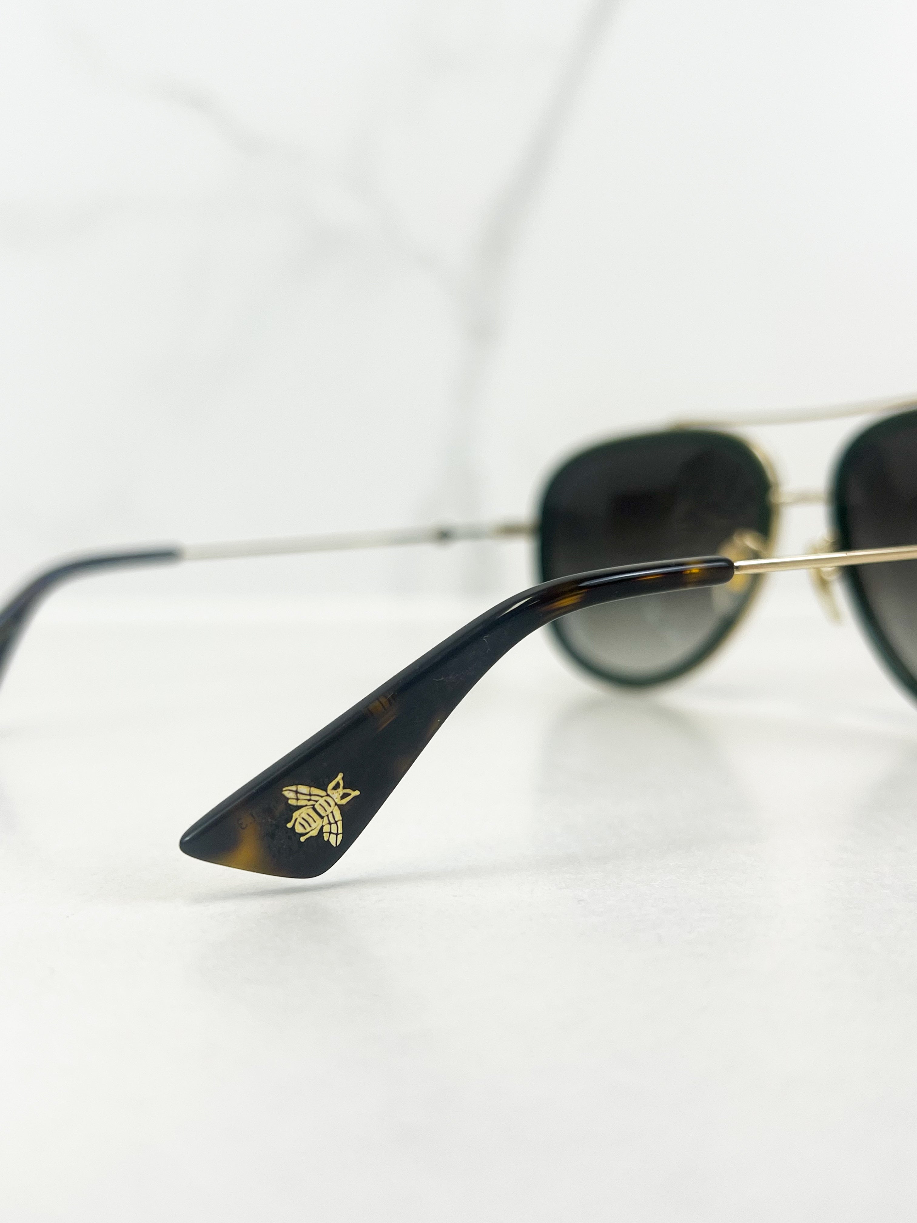 Gucci Web Frame Aviator Metal Sunglasses