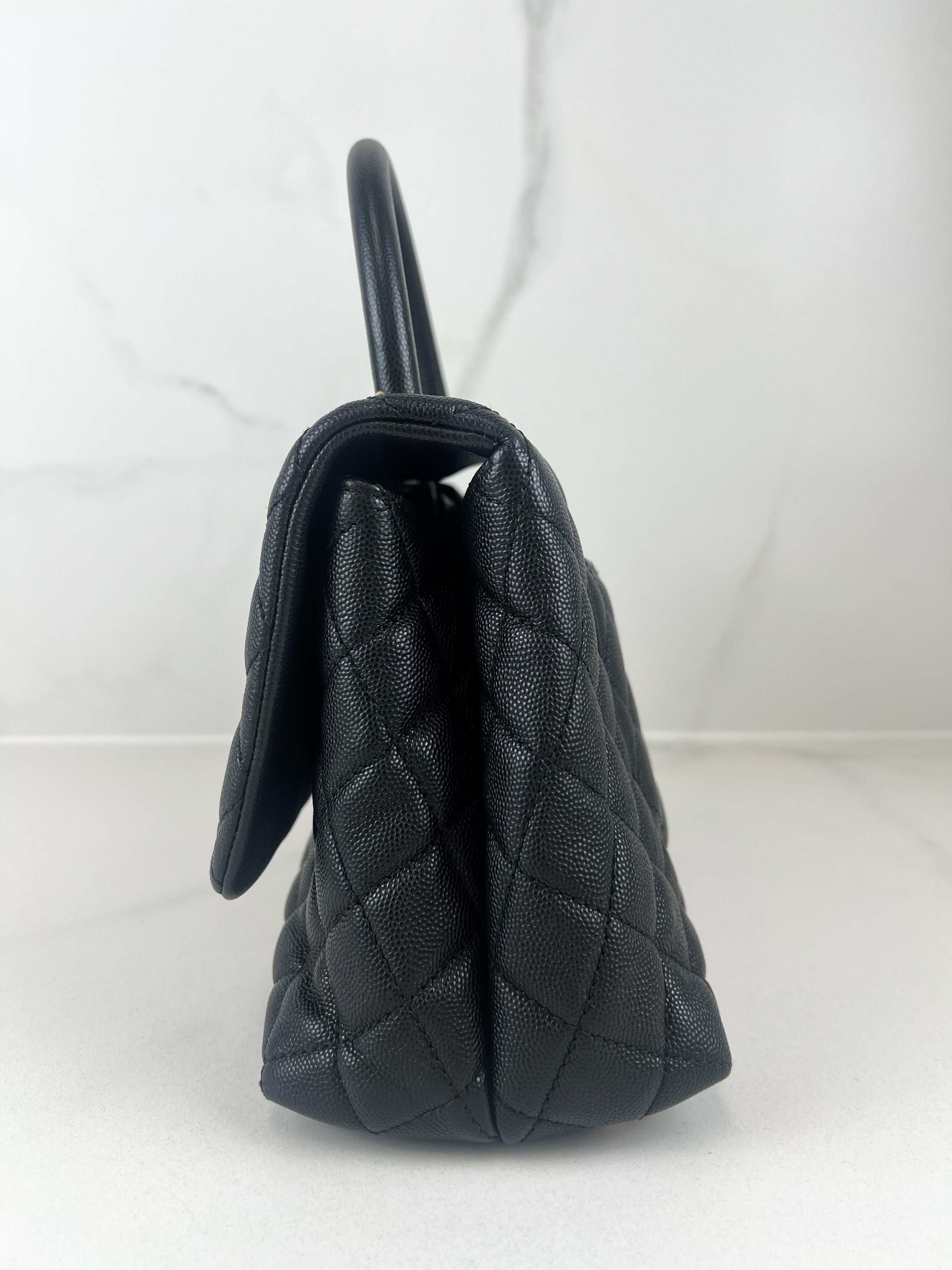 Chanel Medium Top Handle Coco in Black Caviar with GHW