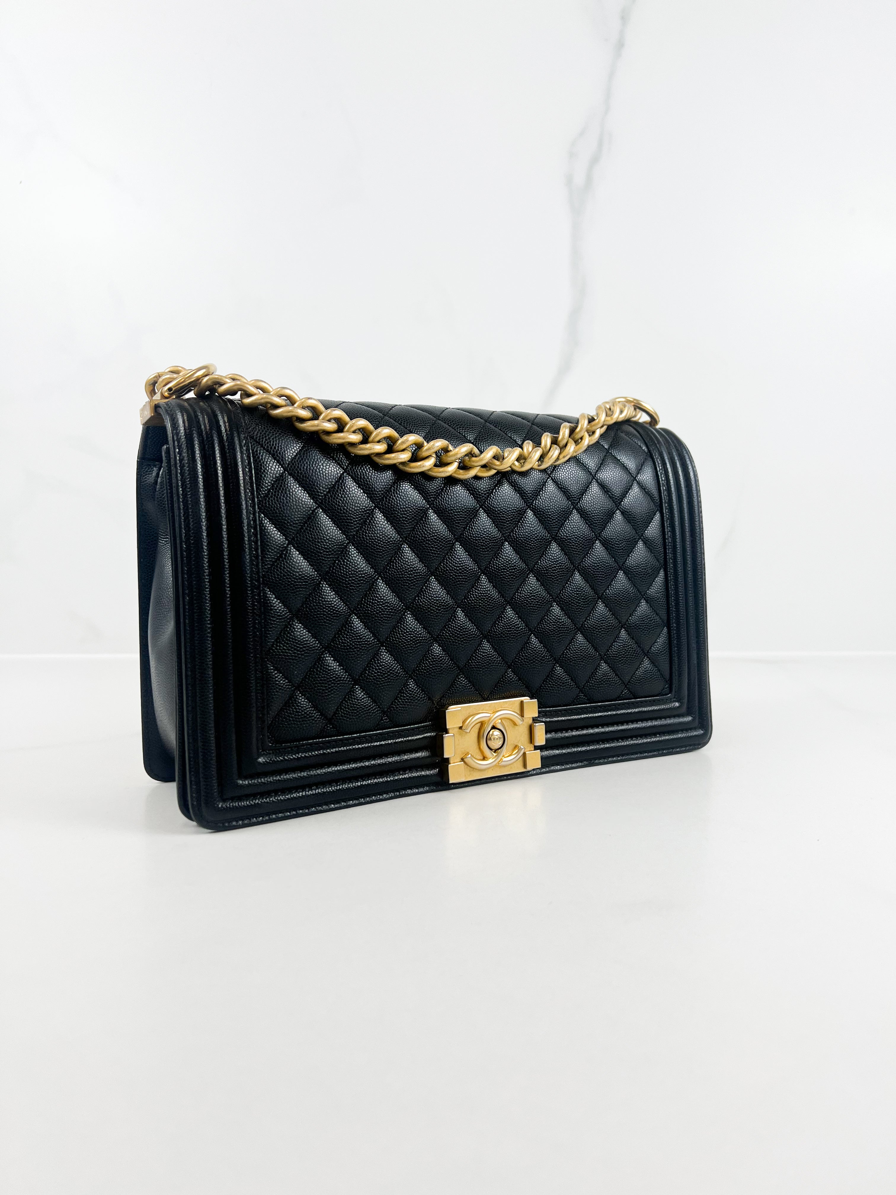 Chanel Black New Medium Caviar Boy Bag with GHW