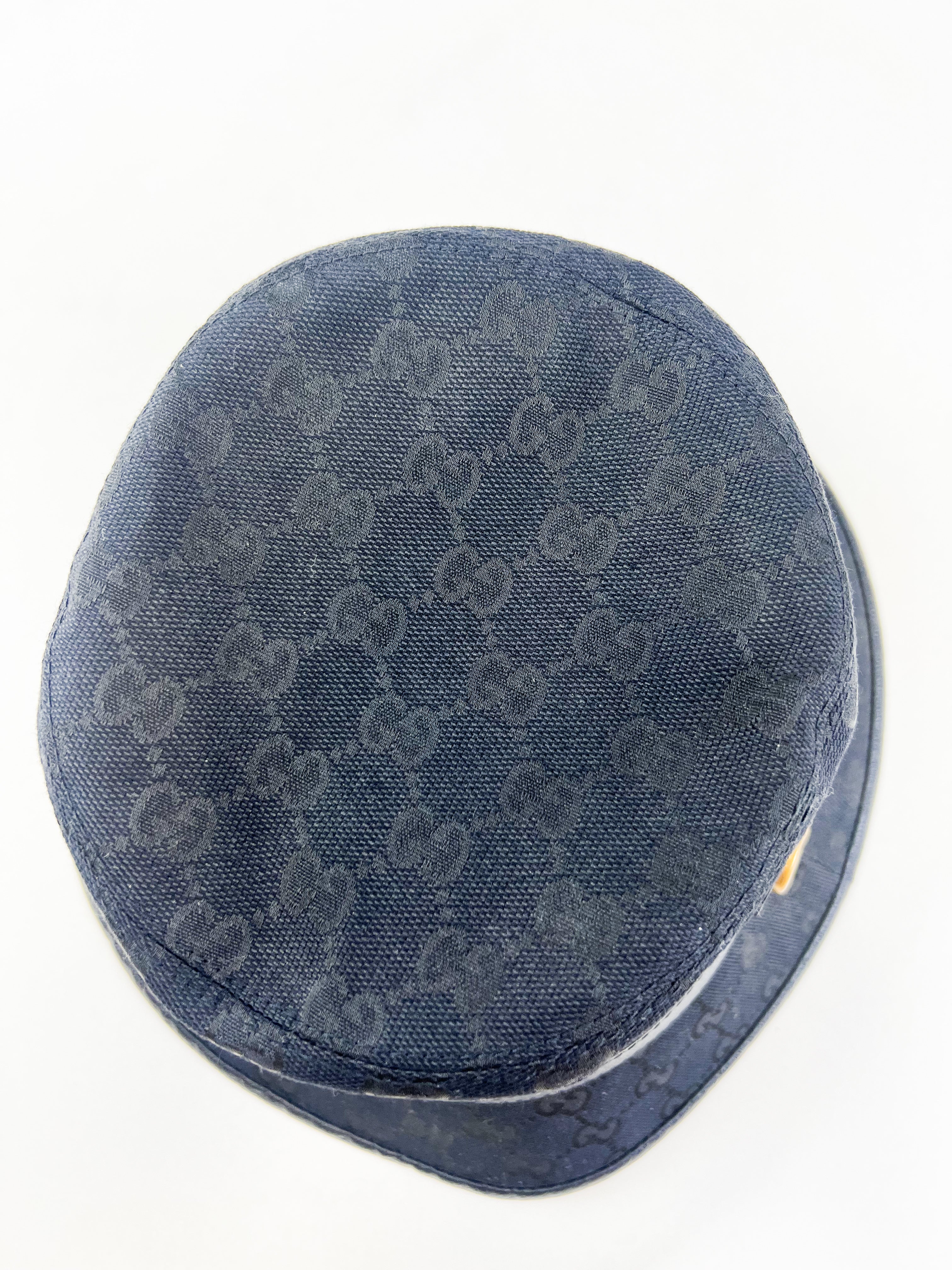 Gucci Leather Trimmed Monogrammed Canvas Bucket Hat