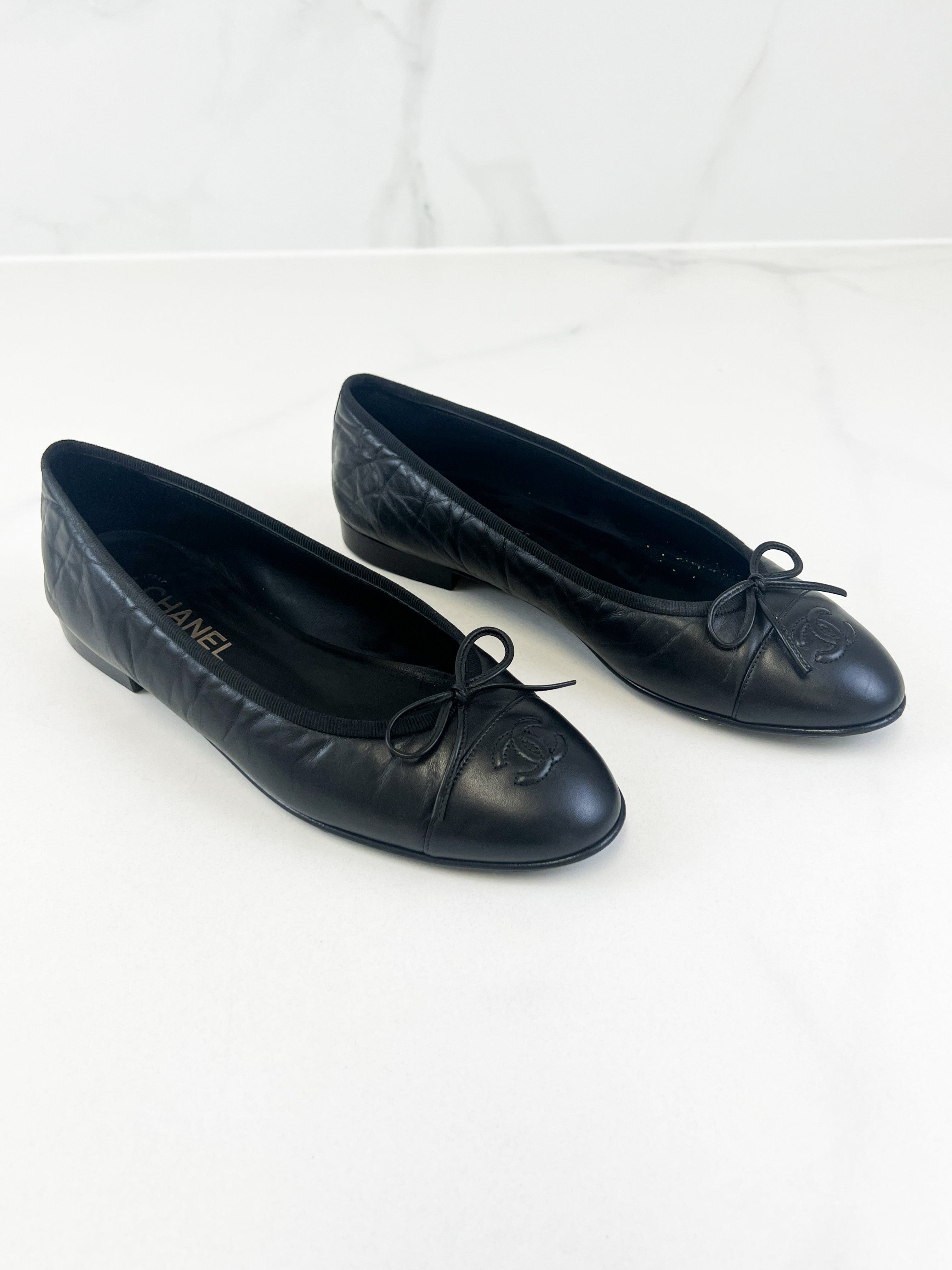 Chanel Black Ballet Flat Size 39.5C