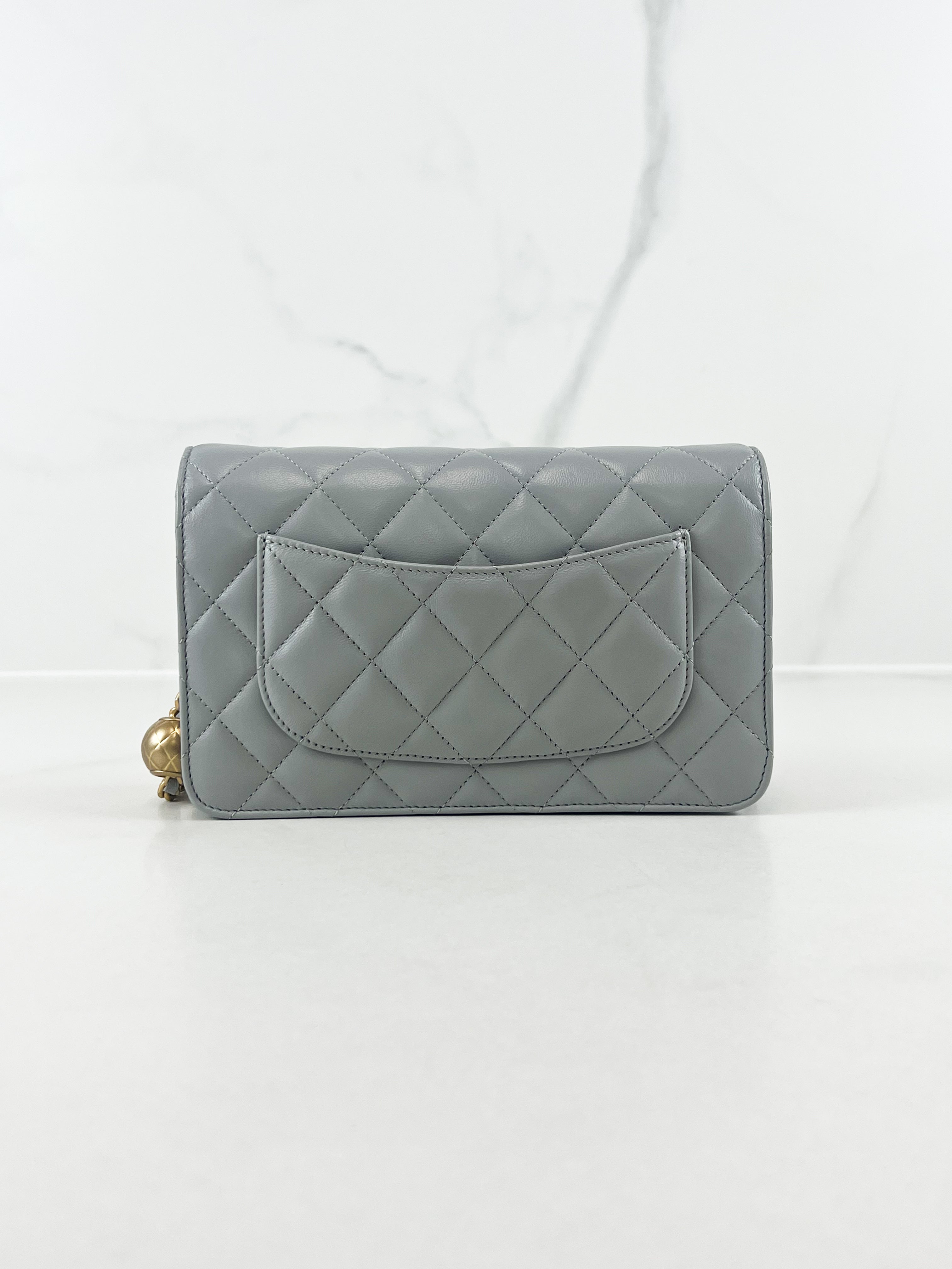 Chanel Grey Lambskin Pearl Crush WOC