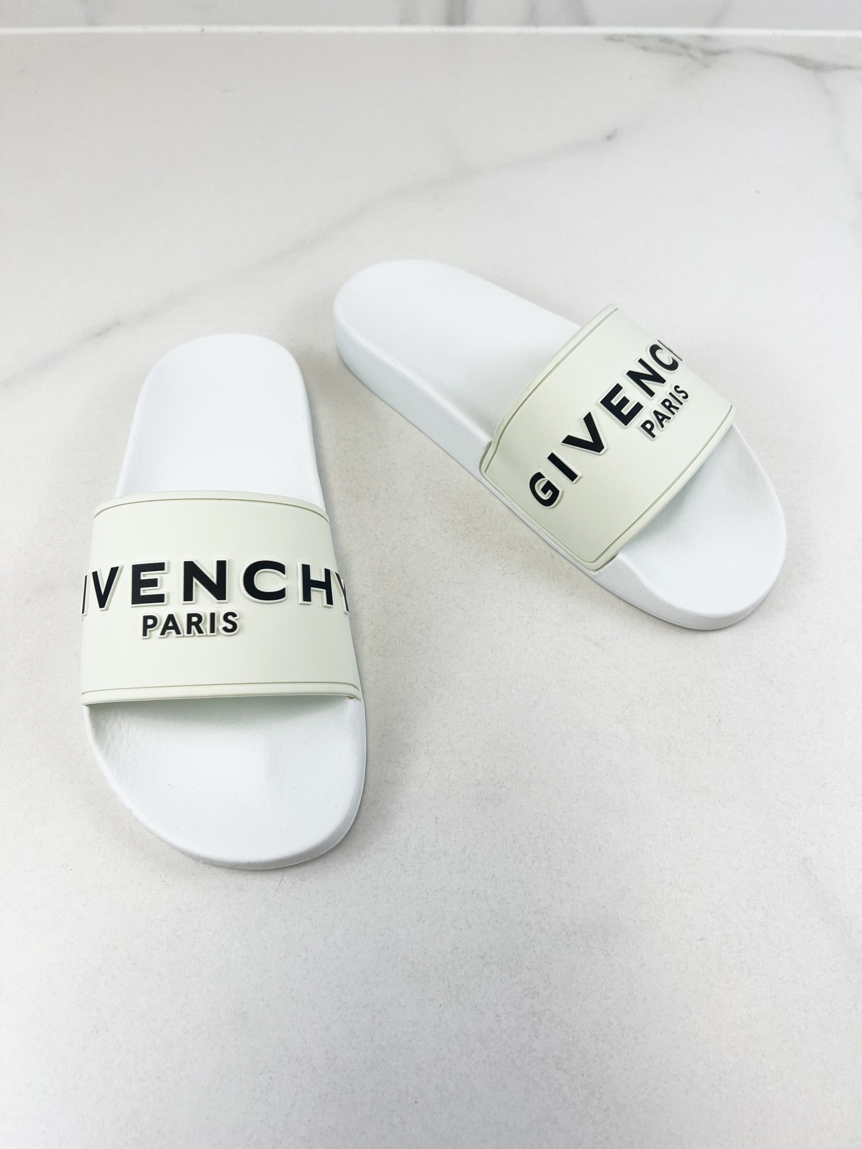 Givenchy Logo Embossed in Rubber Slides Size 37