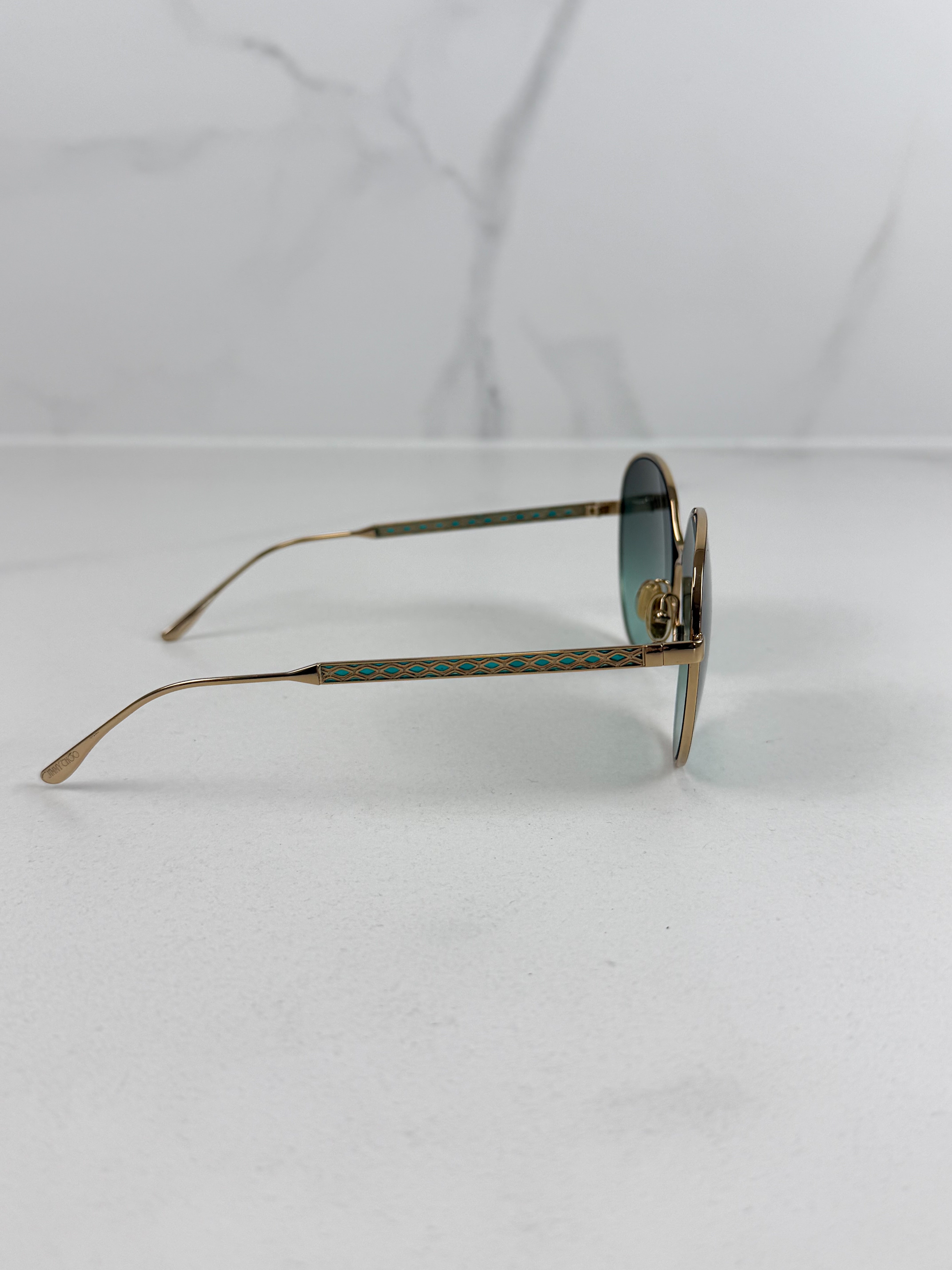 Jimmy Choo Aviator Sunglasses in Gold
