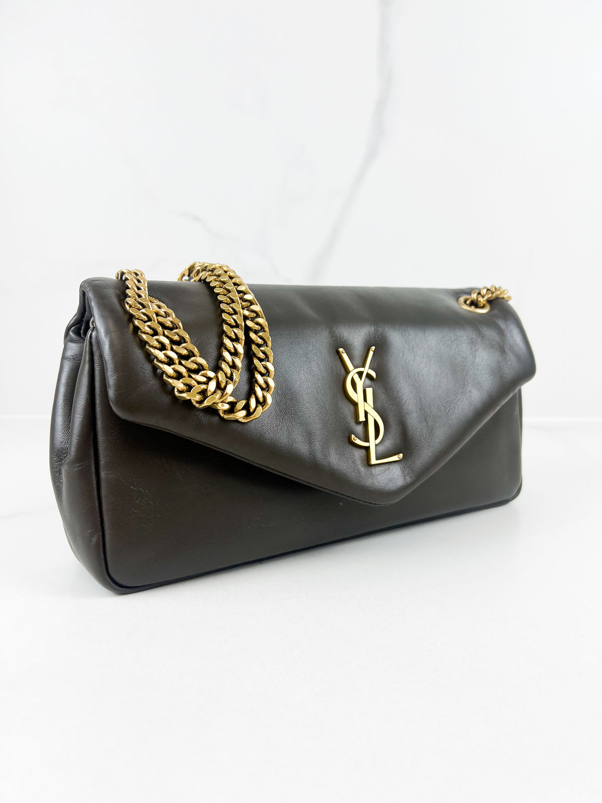 Saint Laurent Calypso Lambskin Shoulder Bag with GHW