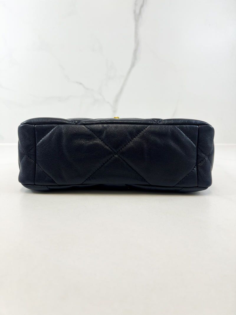 Chanel Navy Small Lambskin 19 with Gold & Silver Tone Hardware