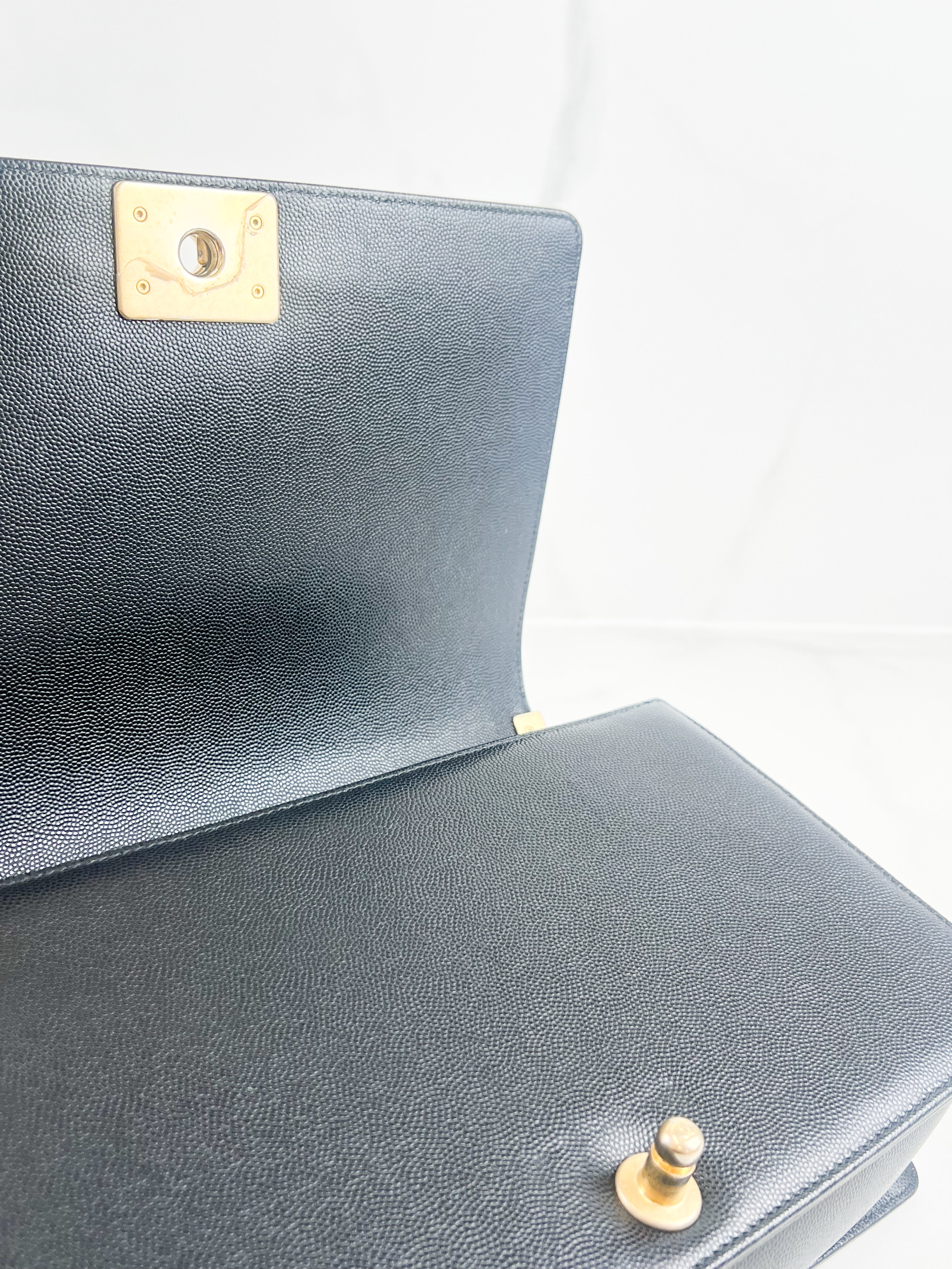 Chanel Black New Medium Caviar Boy Bag with GHW