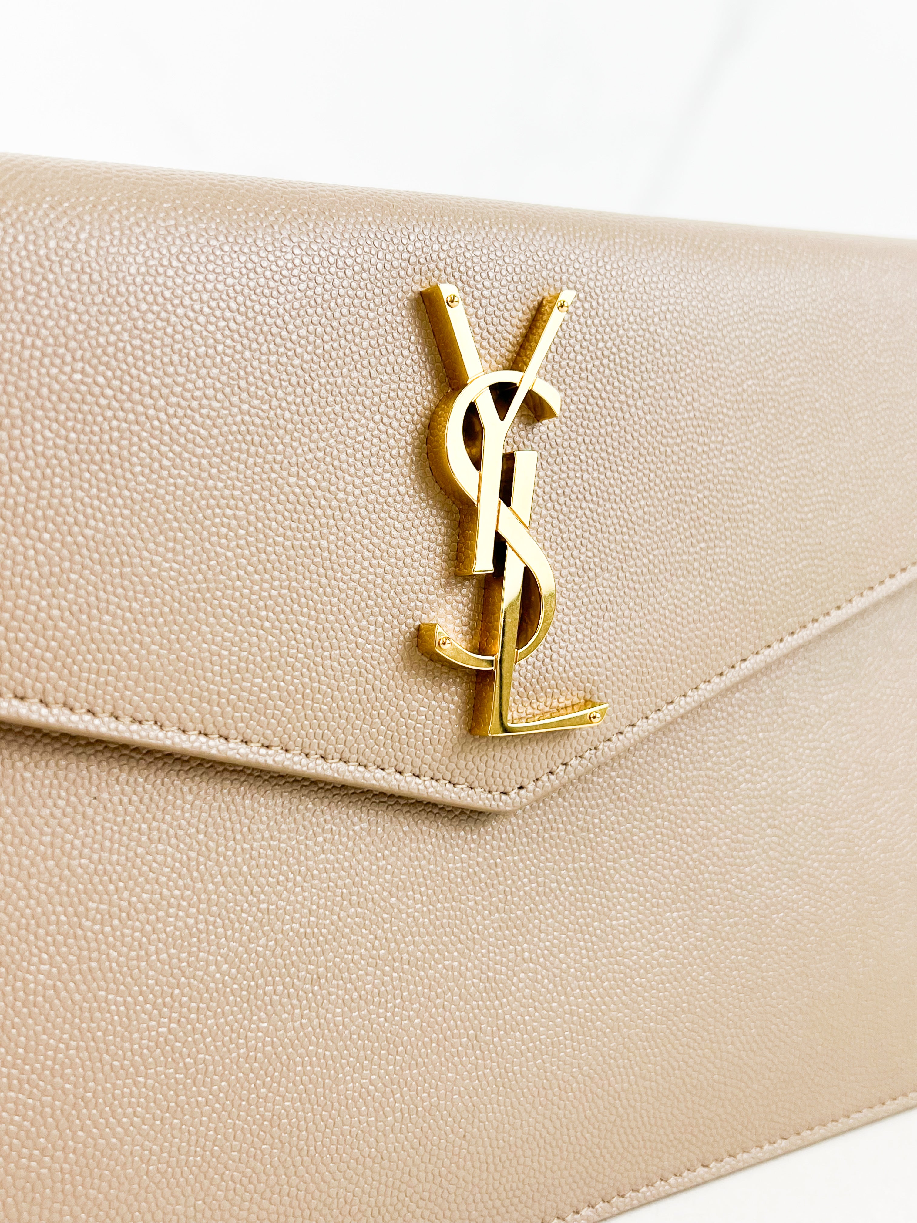 Saint Laurent Beige Uptown Envelope Clutch