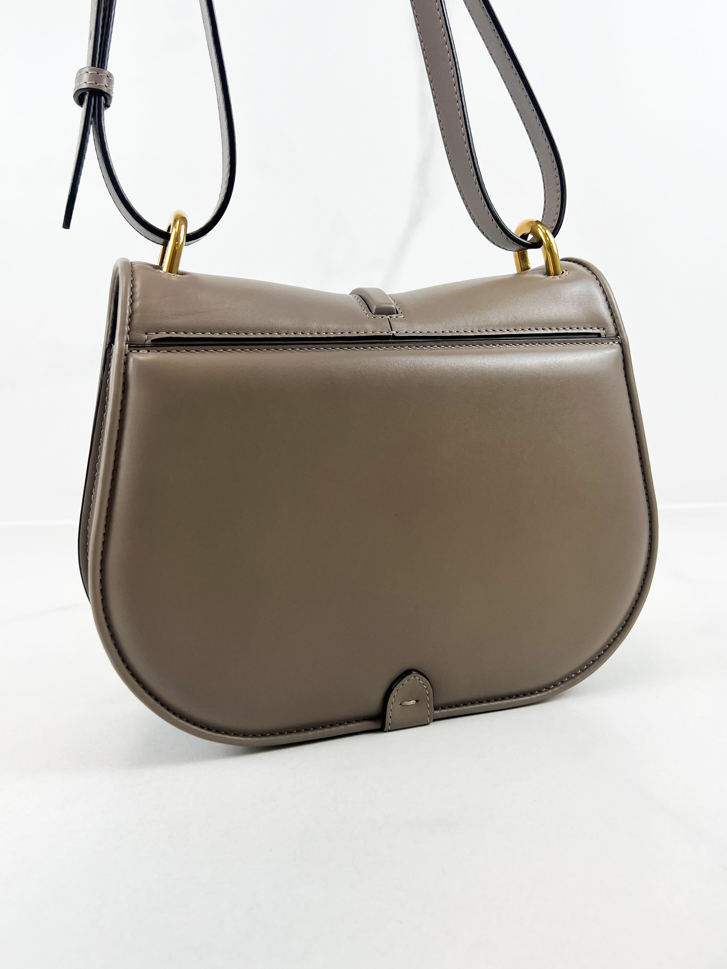 Fendi FF C'mon Leather Crossbody Bag in Taupe with GHW
