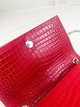 Saint Laurent Red Mini Kate Tassel Croc