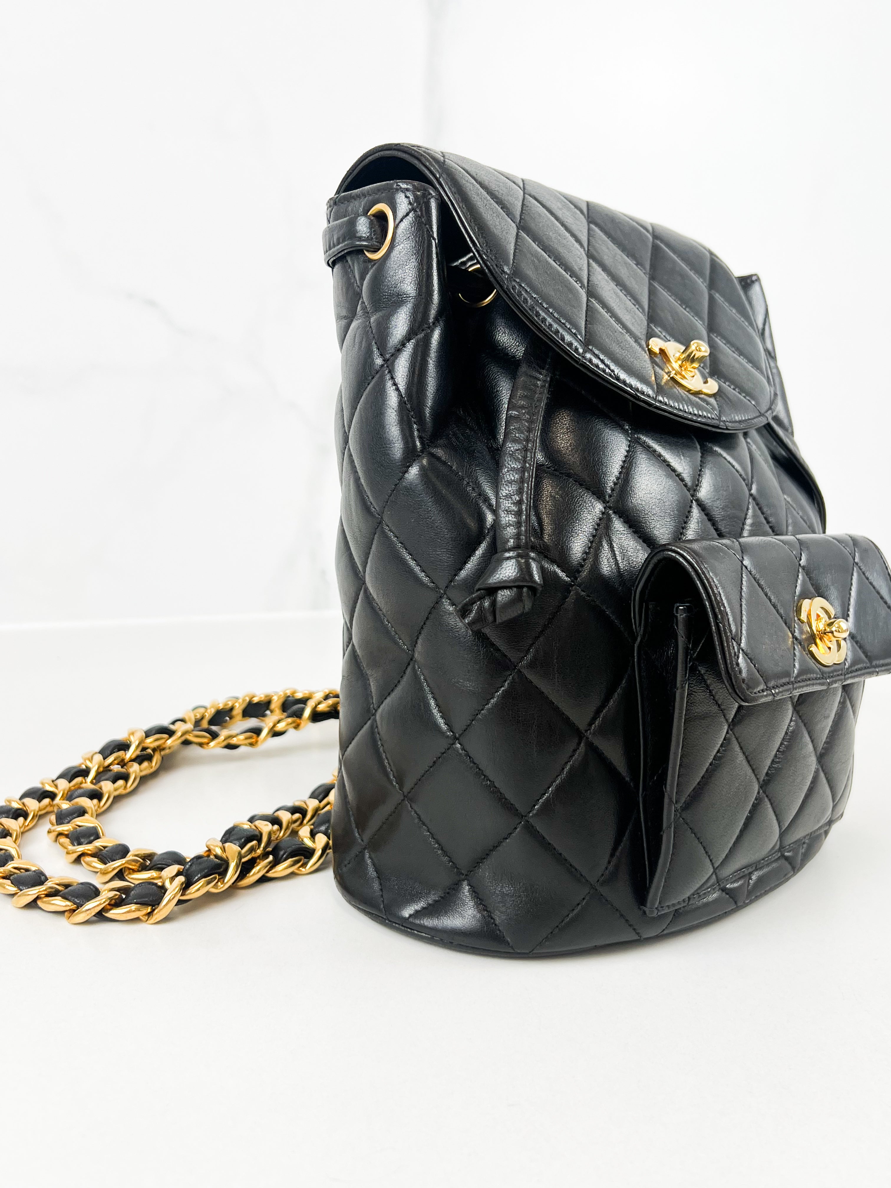 Chanel Black Leather Quilted Calfskin Backpack with GHW
