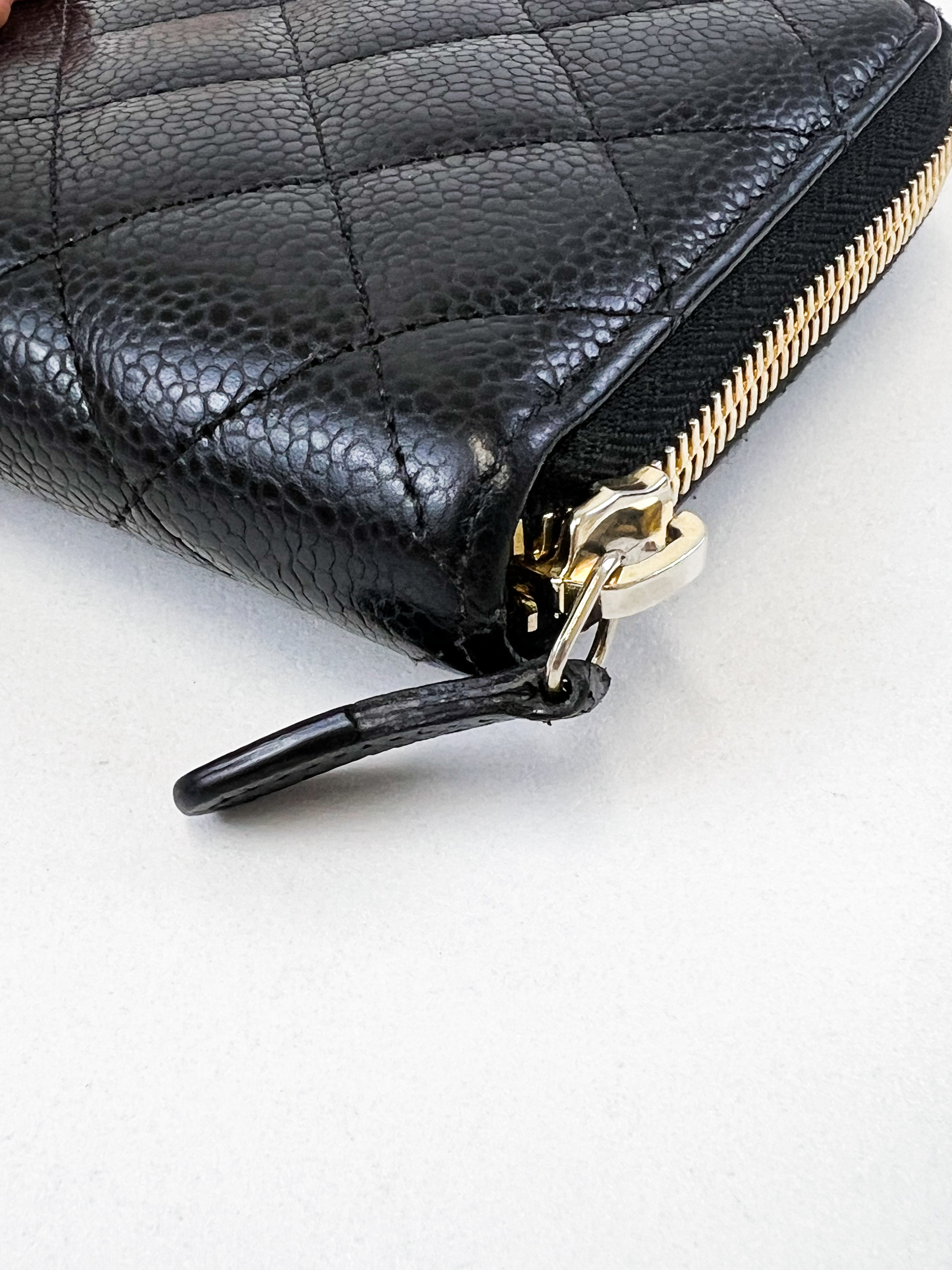 Chanel Classic Caviar Zip Around CC Wallet