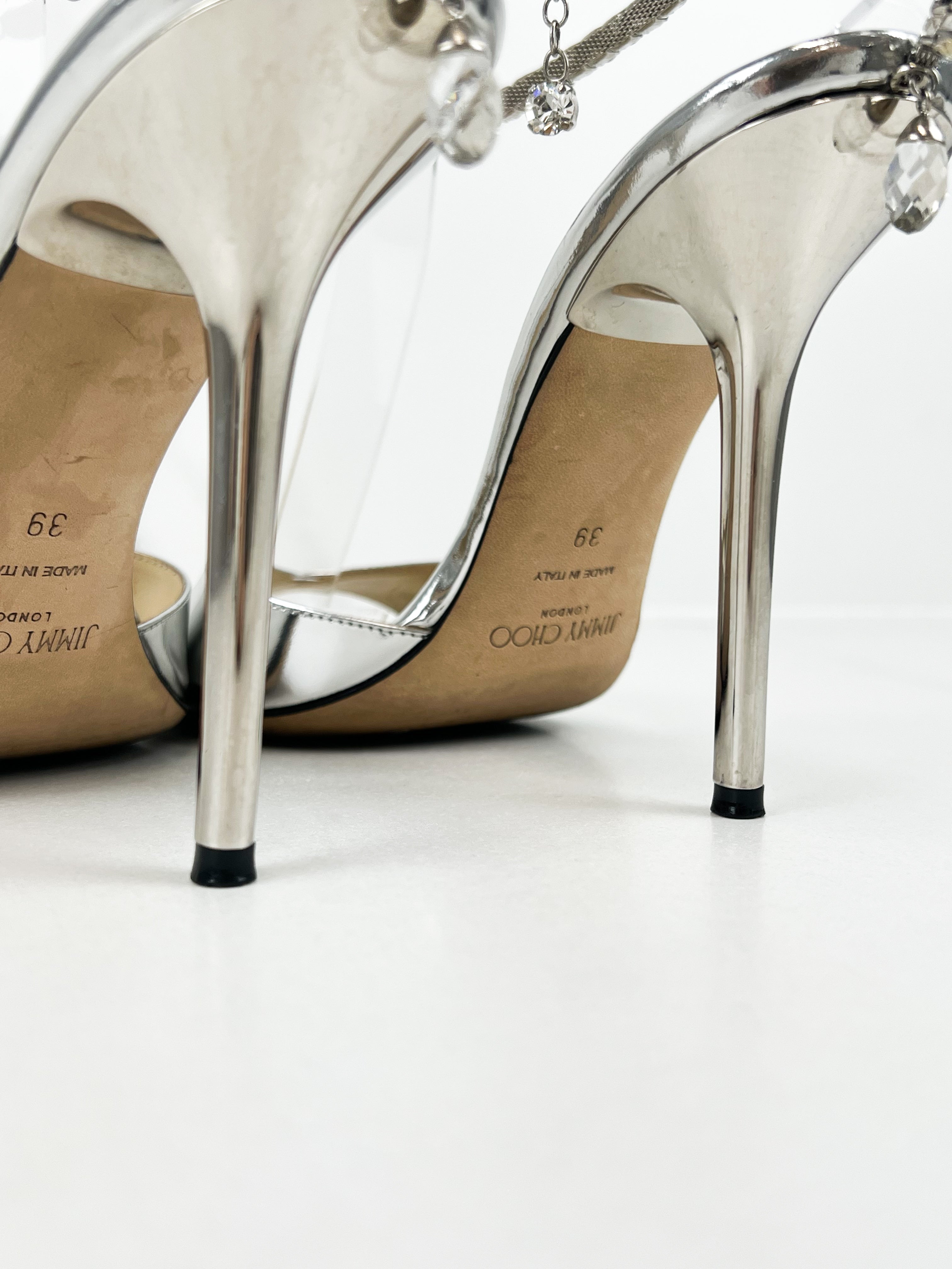 Jimmy Choo Silver/ Crystal Saeda Sandal 100