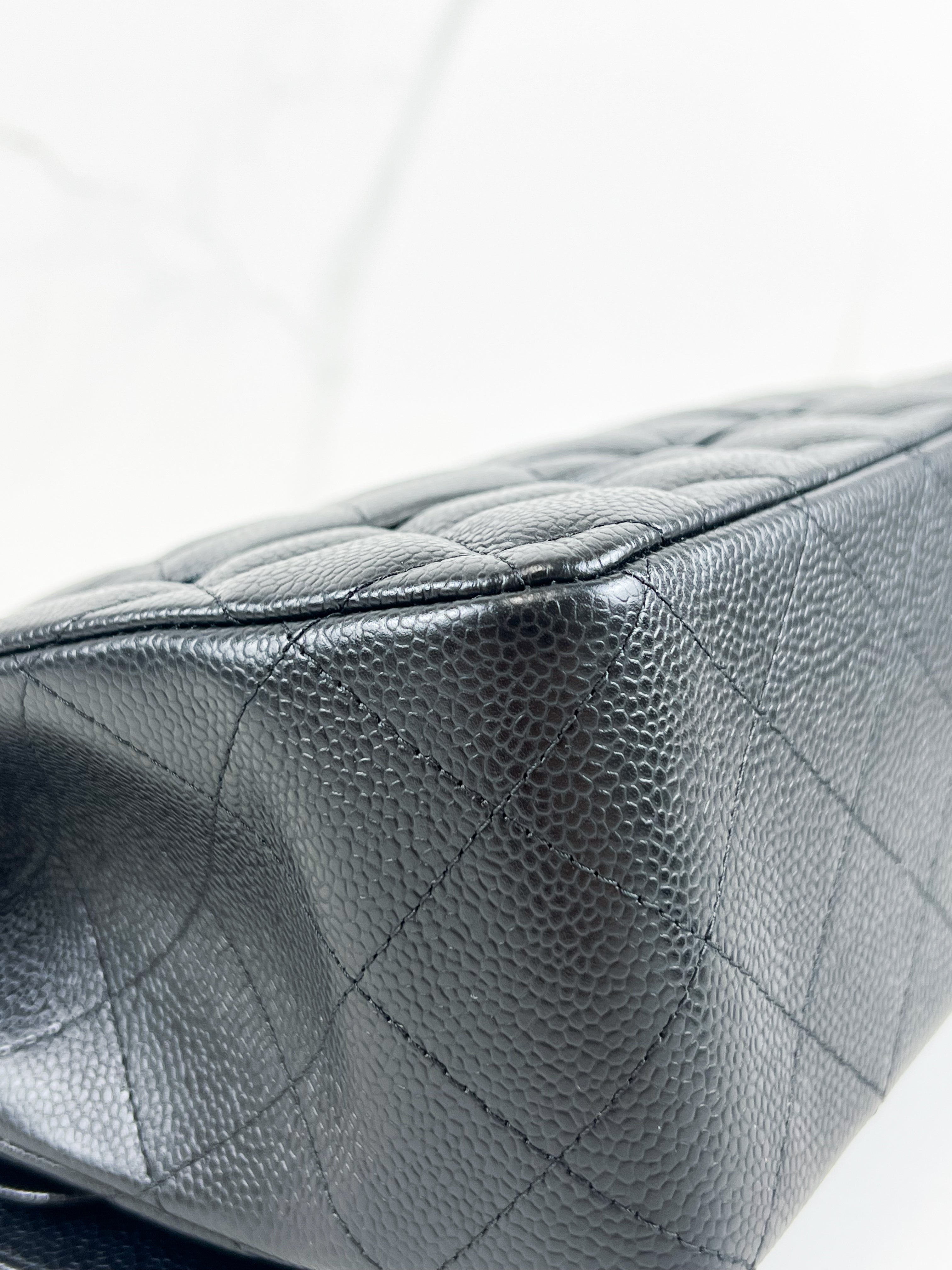 Chanel Jumbo Black Classic Double Flap Caviar Shoulder Bag