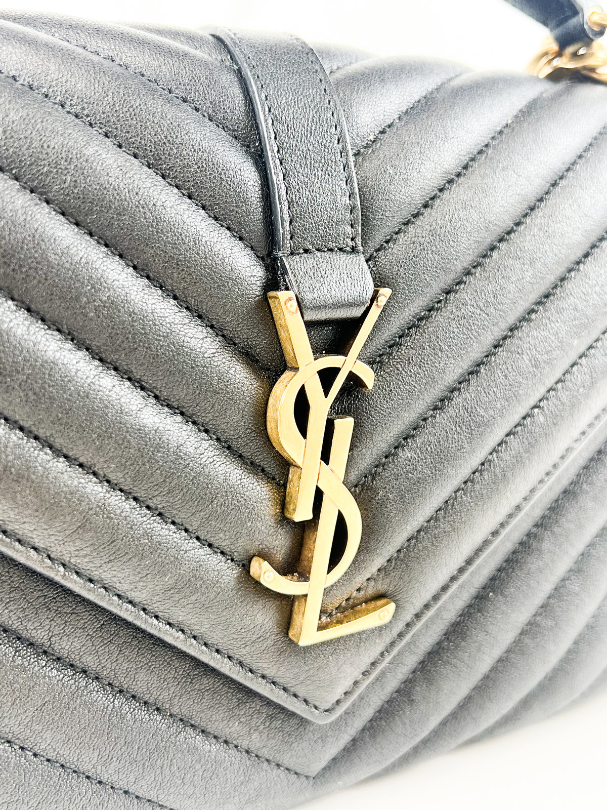 Saint Laurent Black College Bag with GHW