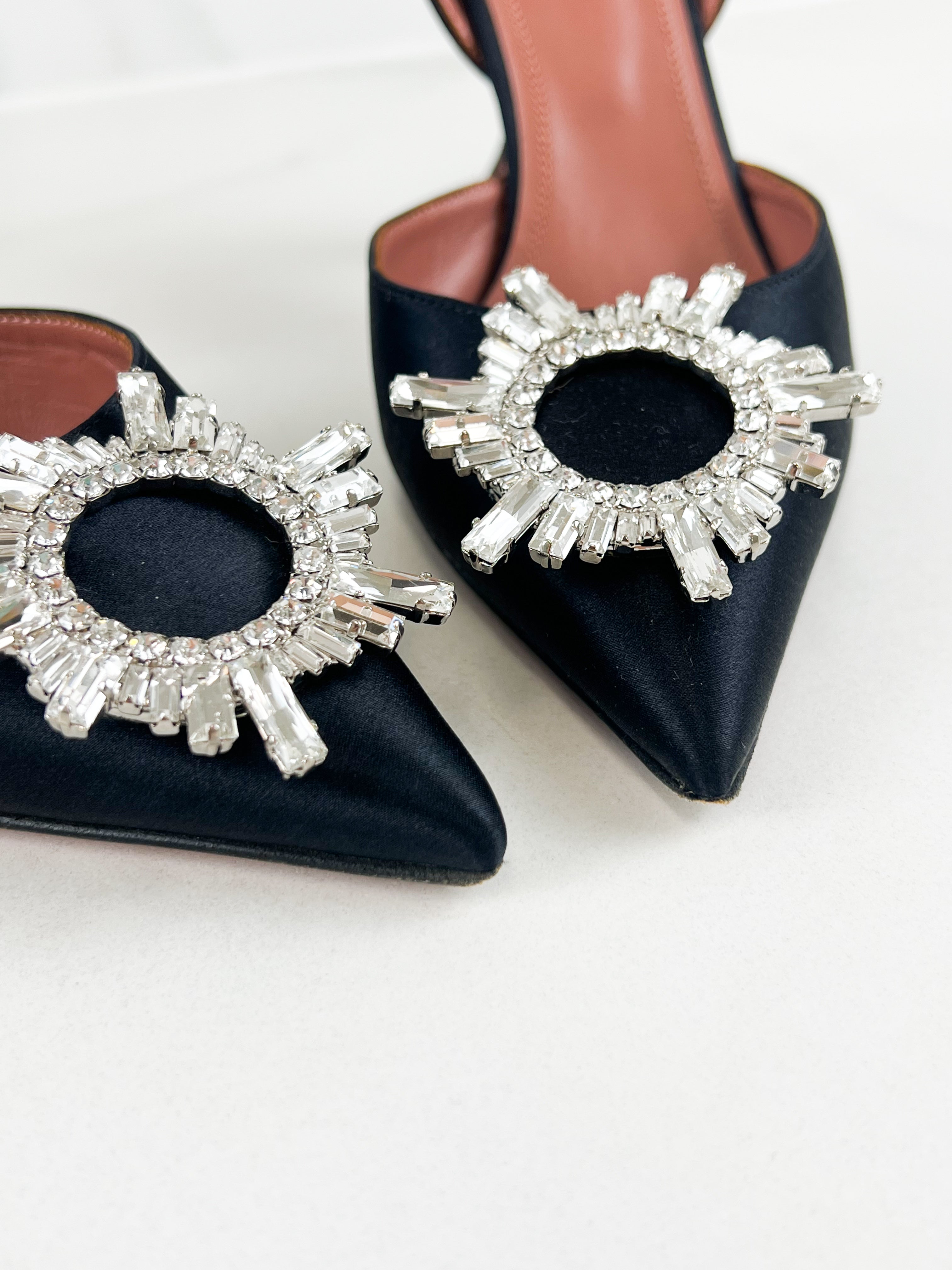 Amina Muaddi Begum Black 95 Slingback Size 39