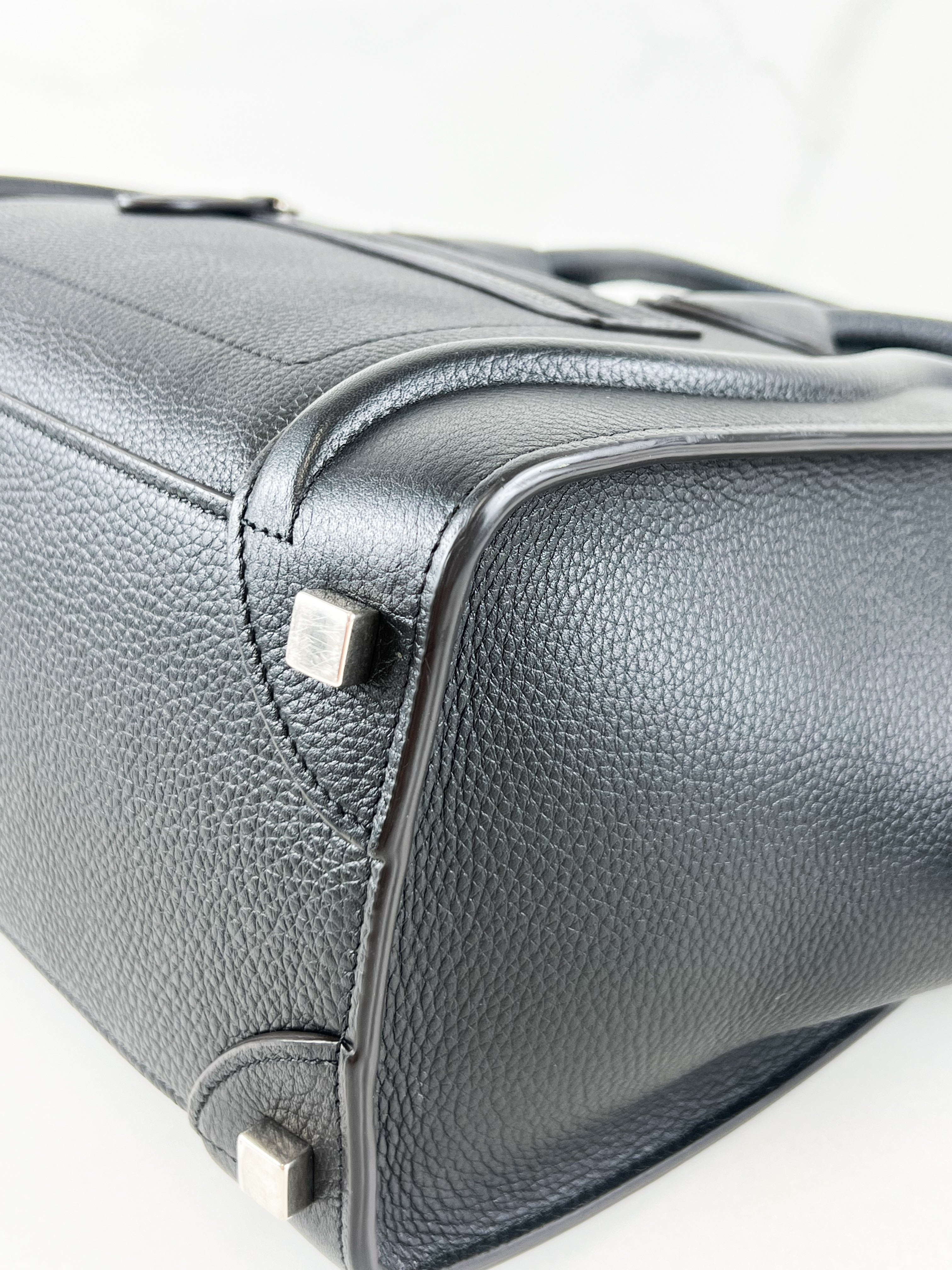 Celine Micro Luggage Drummed Calfskin Tote