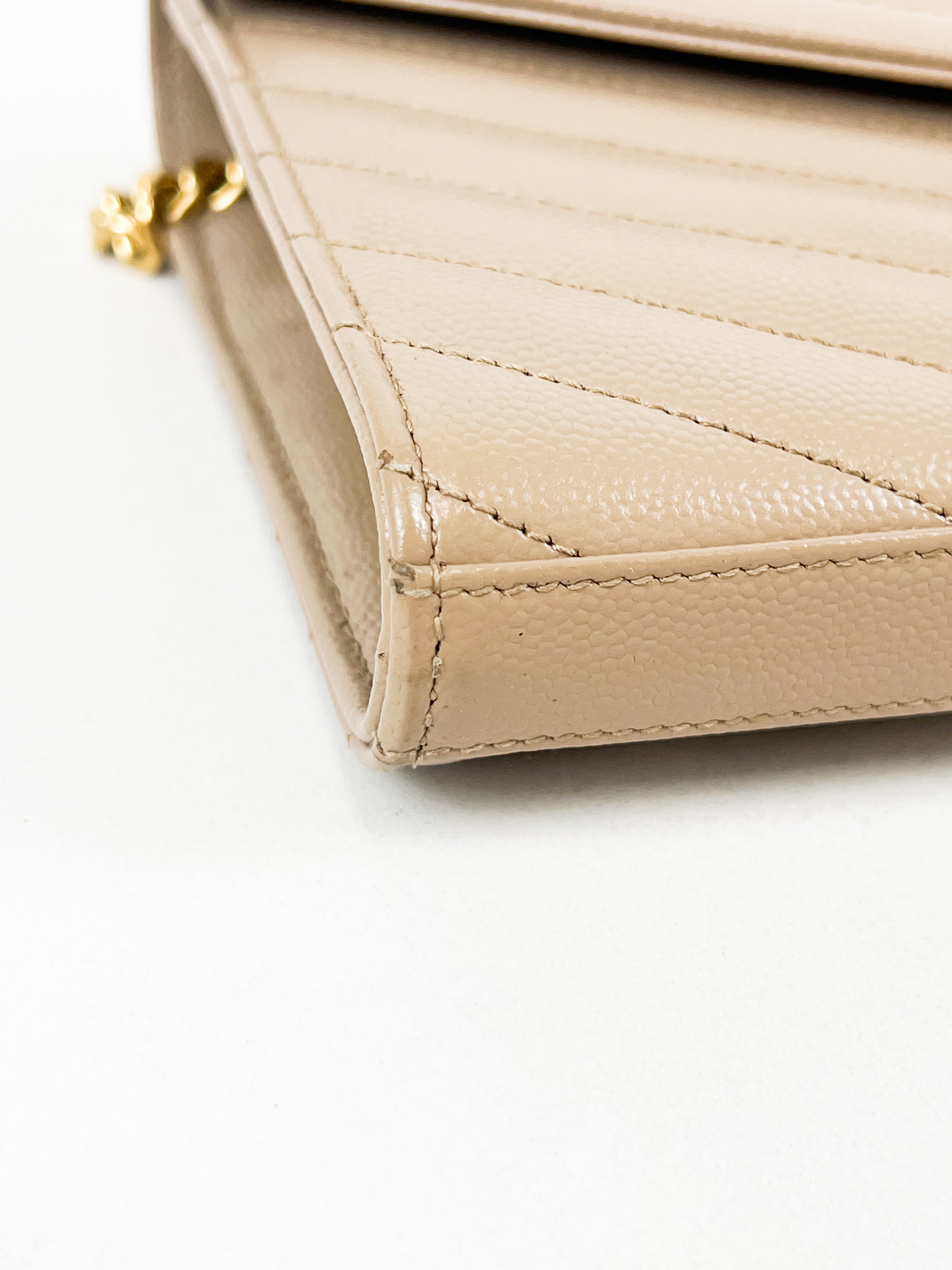 Saint Laurent Cassandra Matelasse Envelope Wallet on Chain
