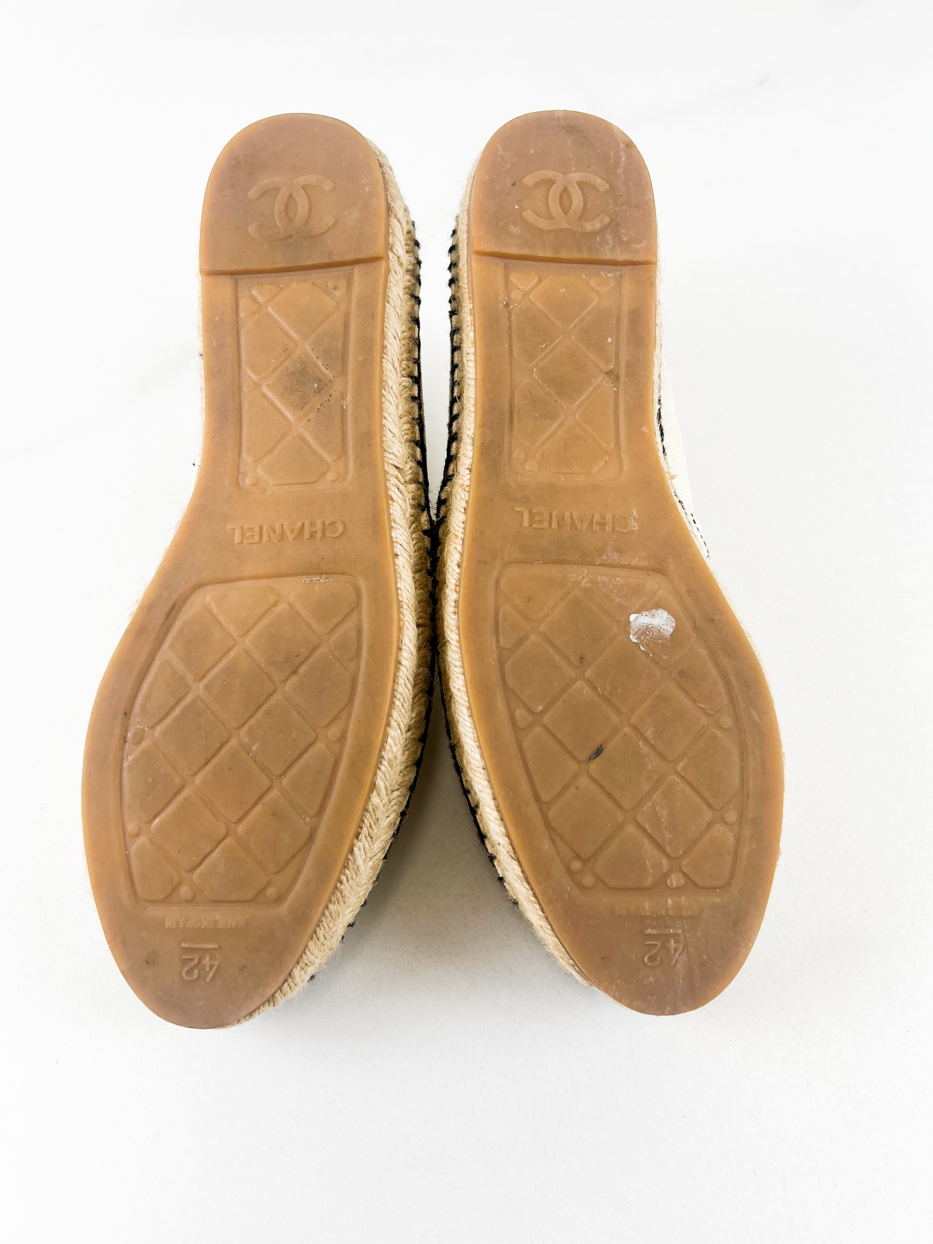 Chanel White CC Canvas Espadrille Size 42