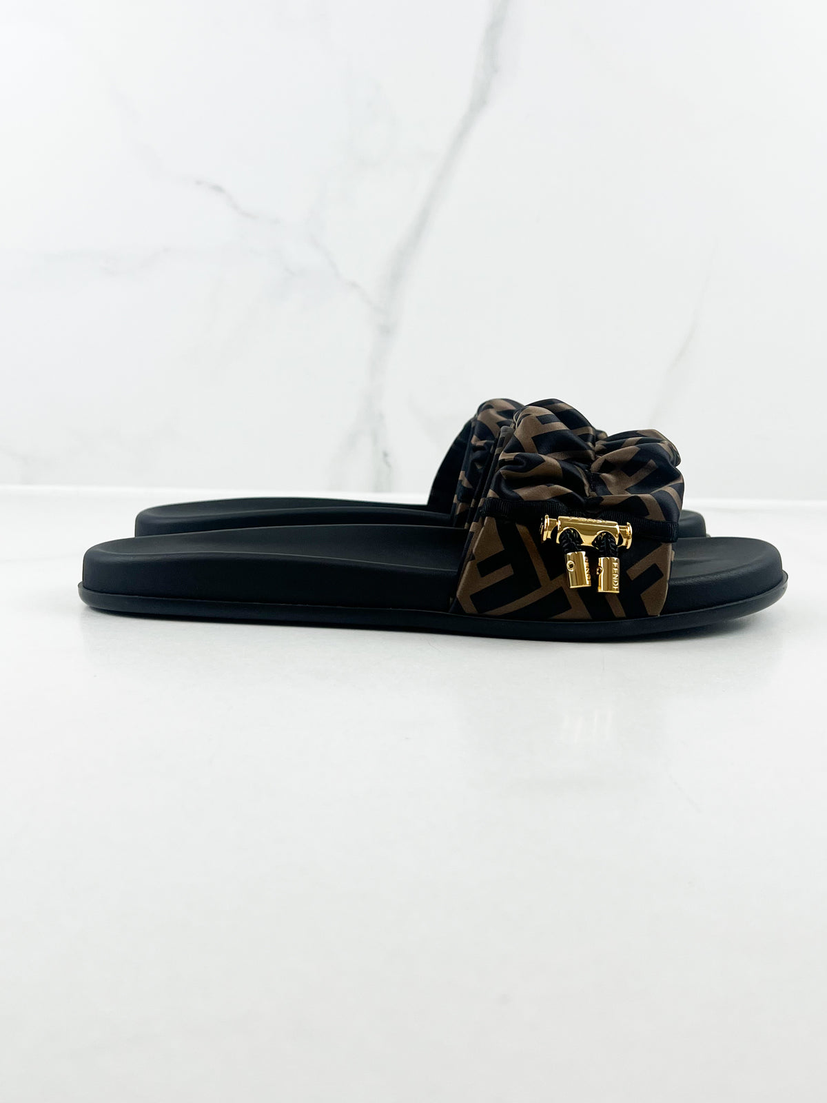 Fendi Vertigo Satin Slides Size 40