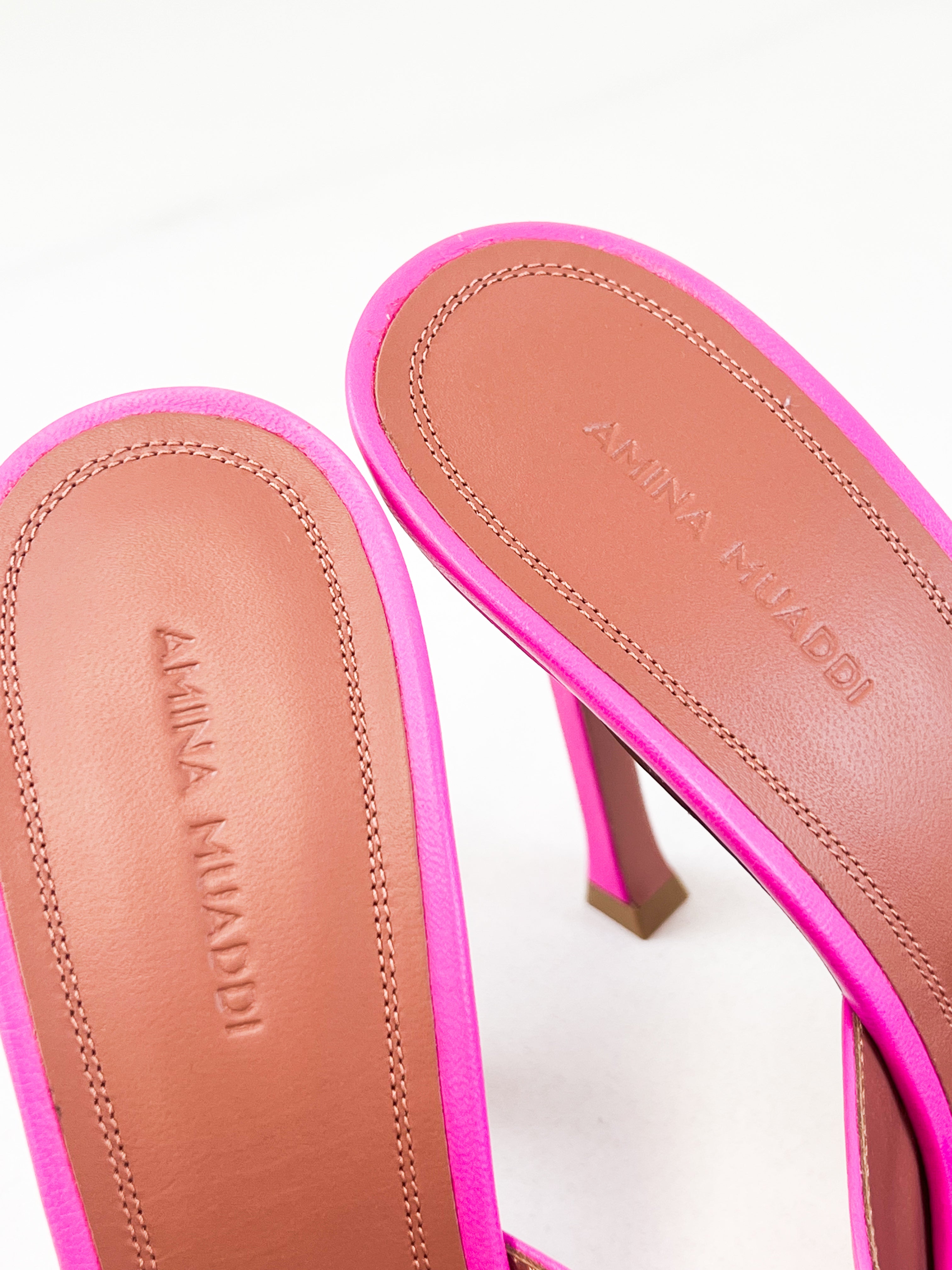 Amina Muaddi Alexa Leather Mule 105mm Size 40.5