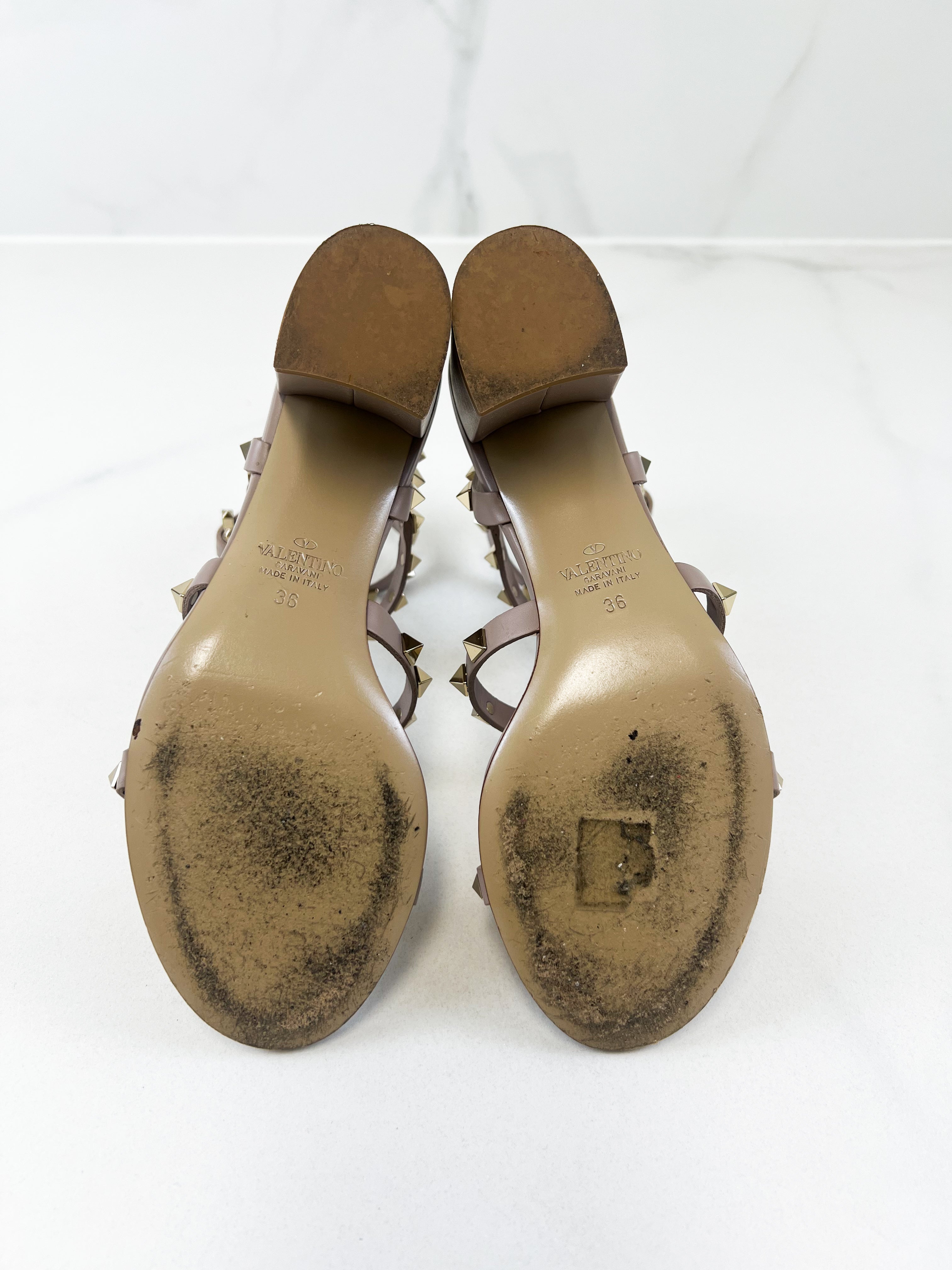 Valentino Rockstud Caged Poudre Sandal Size 36