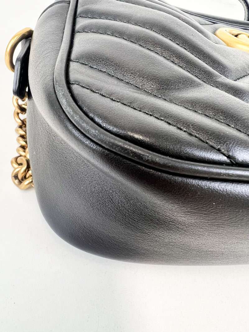Gucci Black GG Small Marmont Shoulder Bag