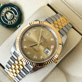 Rolex Datejust 41mm Diamond Dial Fluted Bezel Oyster Perpetual