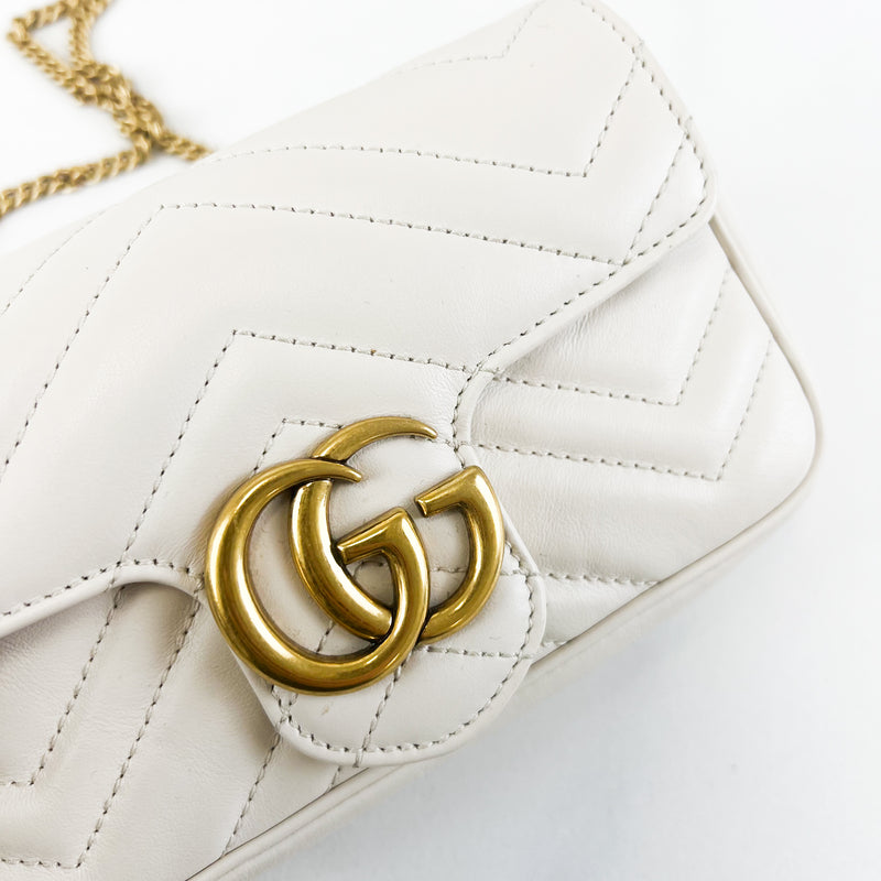 Gucci White GG Marmont Matelasse Super Mini Bag