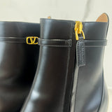 Valentino Black Tan-Go Patent Leather Boots Size 36.5