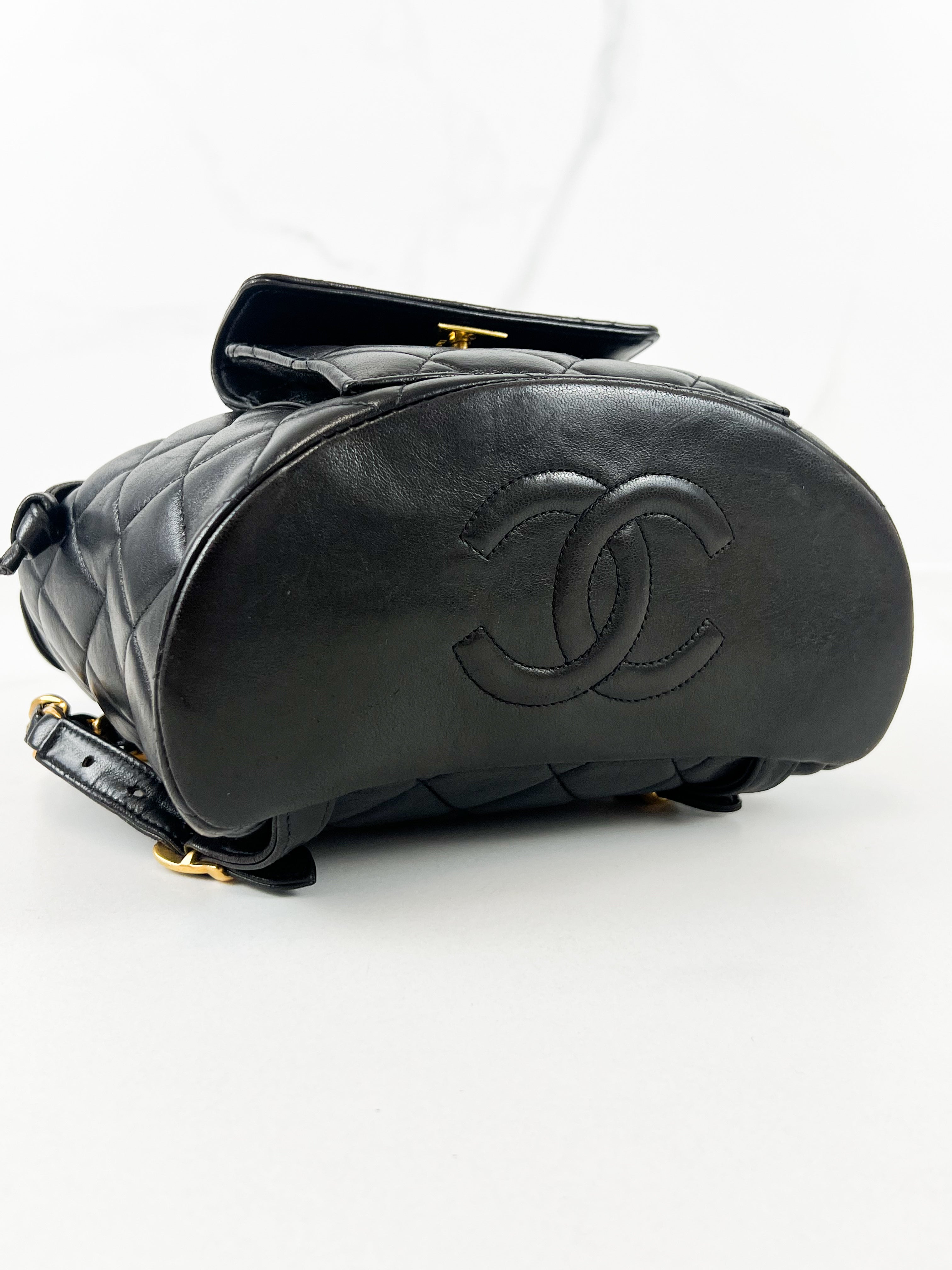 Chanel Black Leather Quilted Calfskin Backpack with GHW