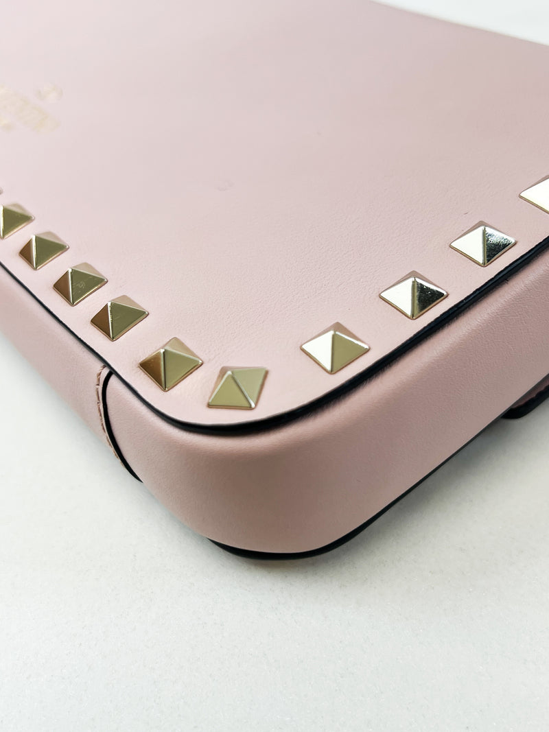 Valentino Garavani Blush Pink Rockstud Leather Clutch