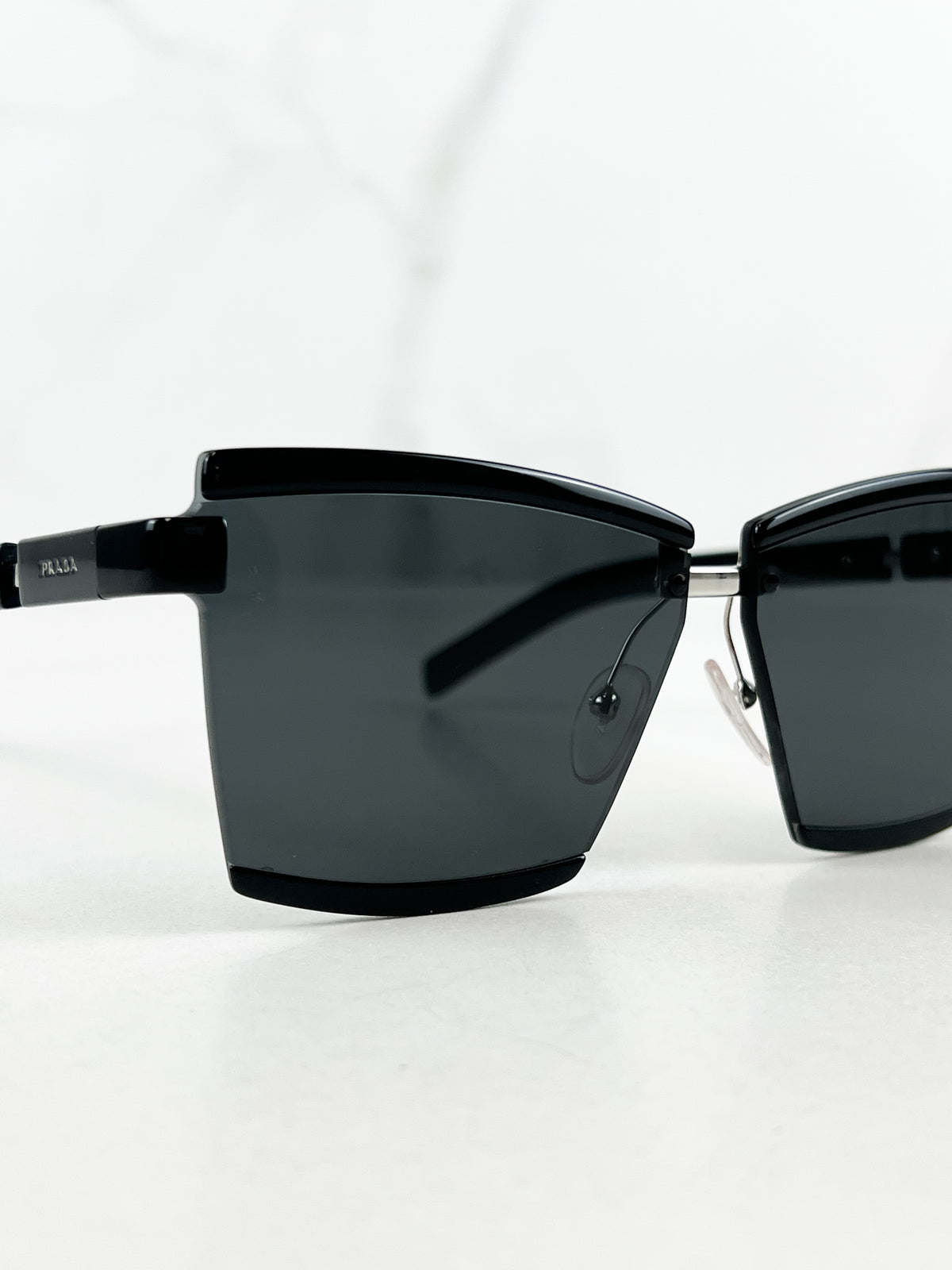 Prada Black Rectangular Cat-Eye Sunglasses PR 61XS
