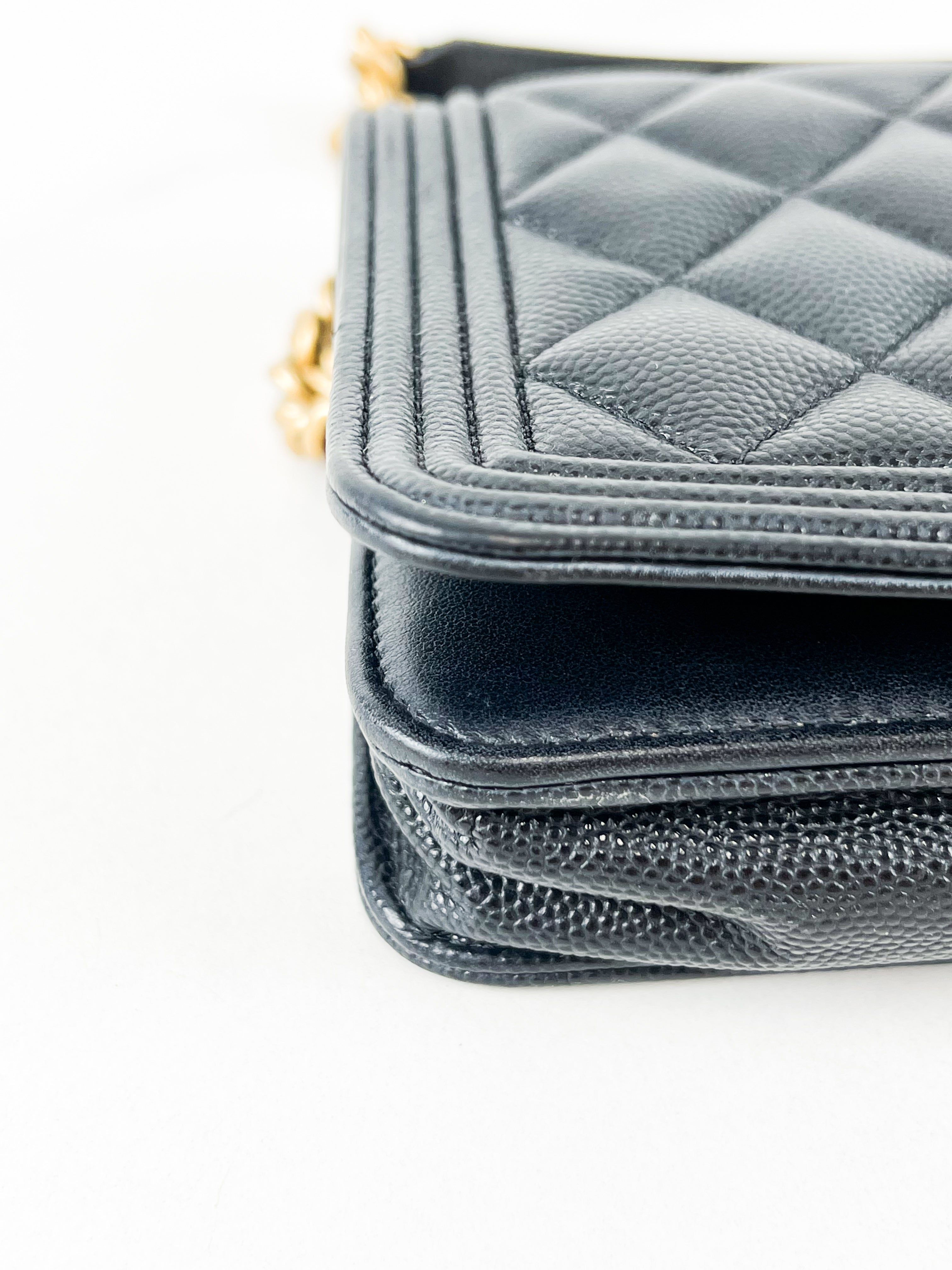 Chanel Boy Wallet on Chain Caviar with GHW