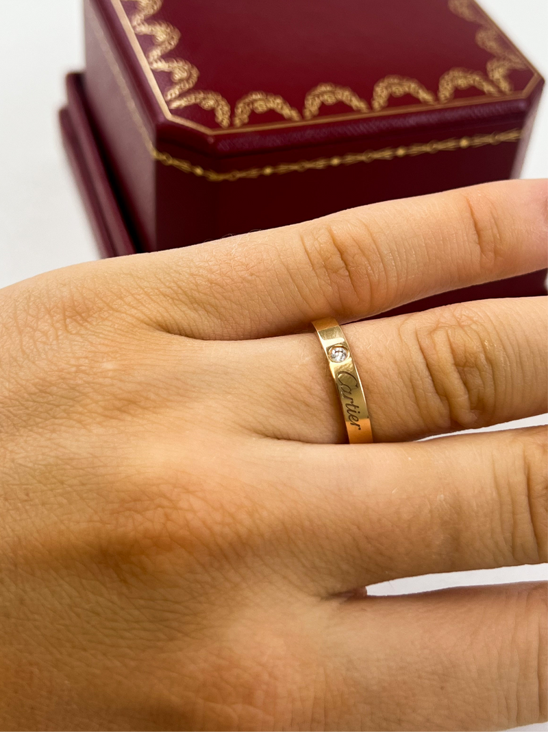 Cartier C De Cartier One Diamond Ring 18K Rose Gold Size 50
