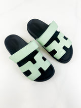 Hermes Chypre Sandals Vert Jade Epsom Size 35