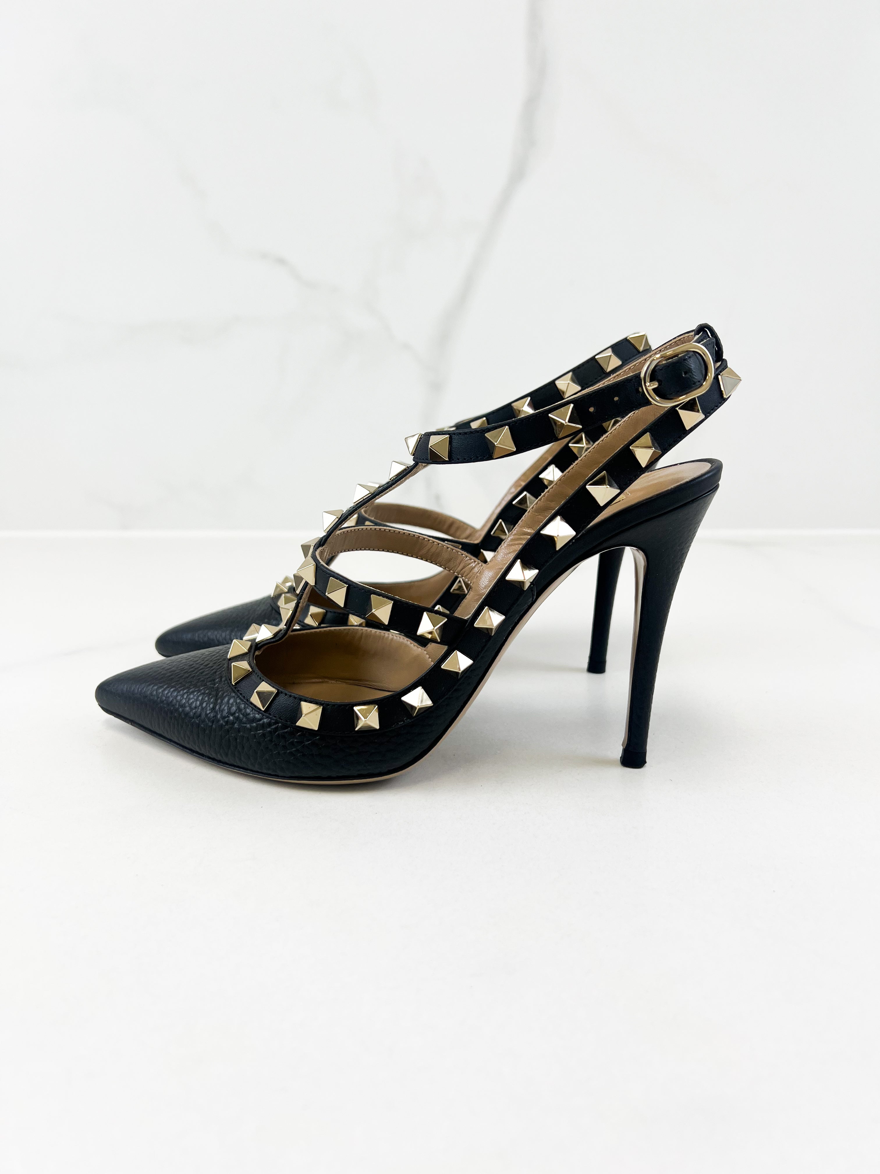 Valentino Black Caged Rockstud Pumps Size 37