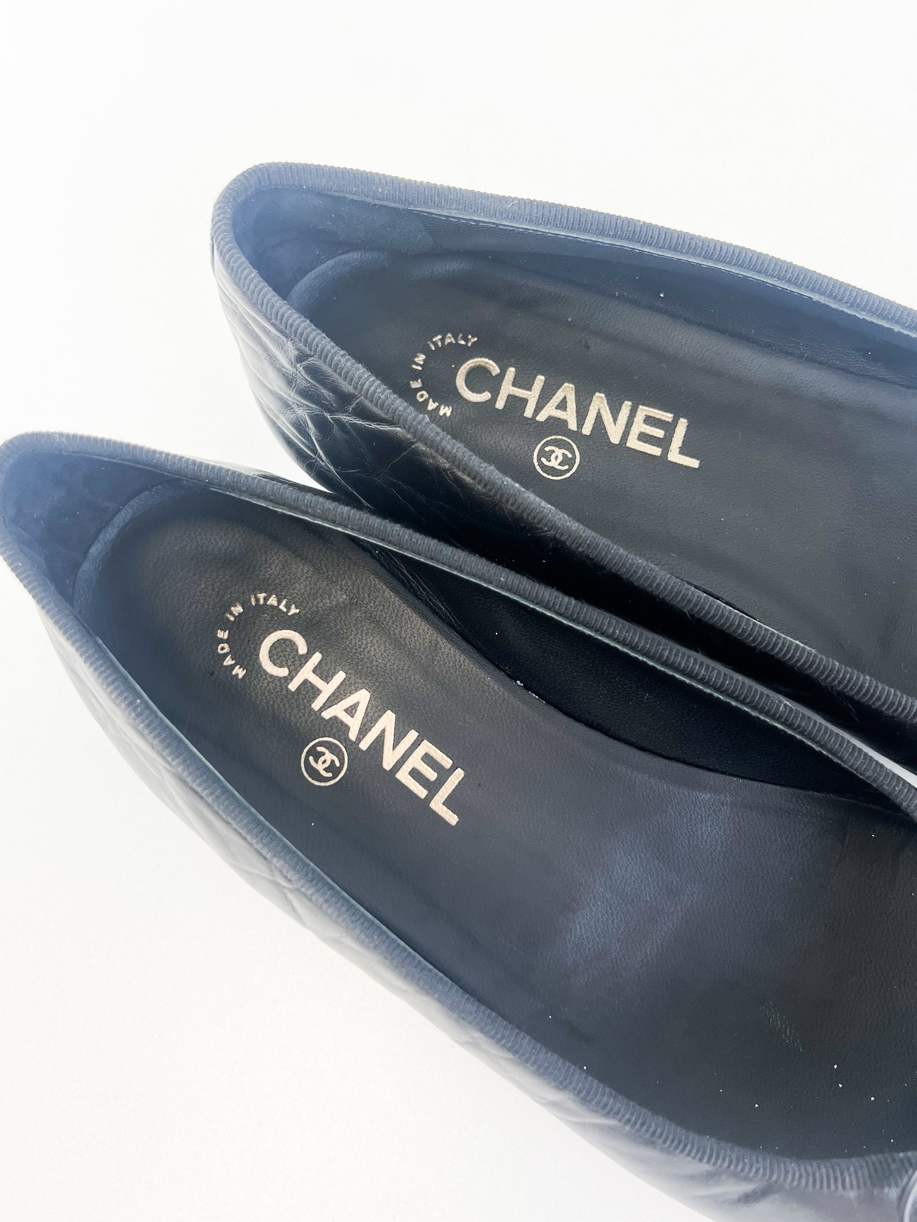 Chanel Black Ballet Flat Size 39.5C