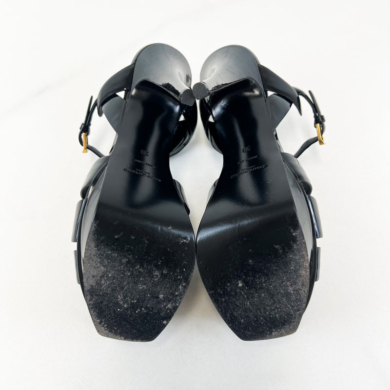 Saint Laurent Patent Tribute Platform Sandals Size 39