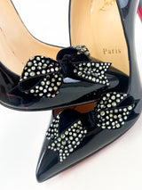 Christian Louboutin Black Patent Madame Menule 100 Pump Size 35.5