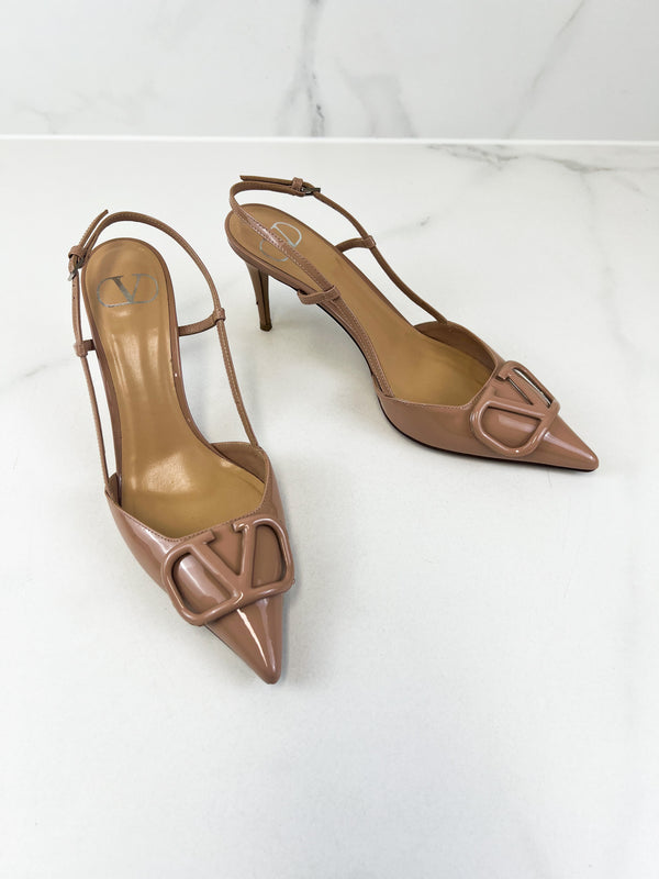 Valentino VLogo Leather Slingback Pumps Size 38