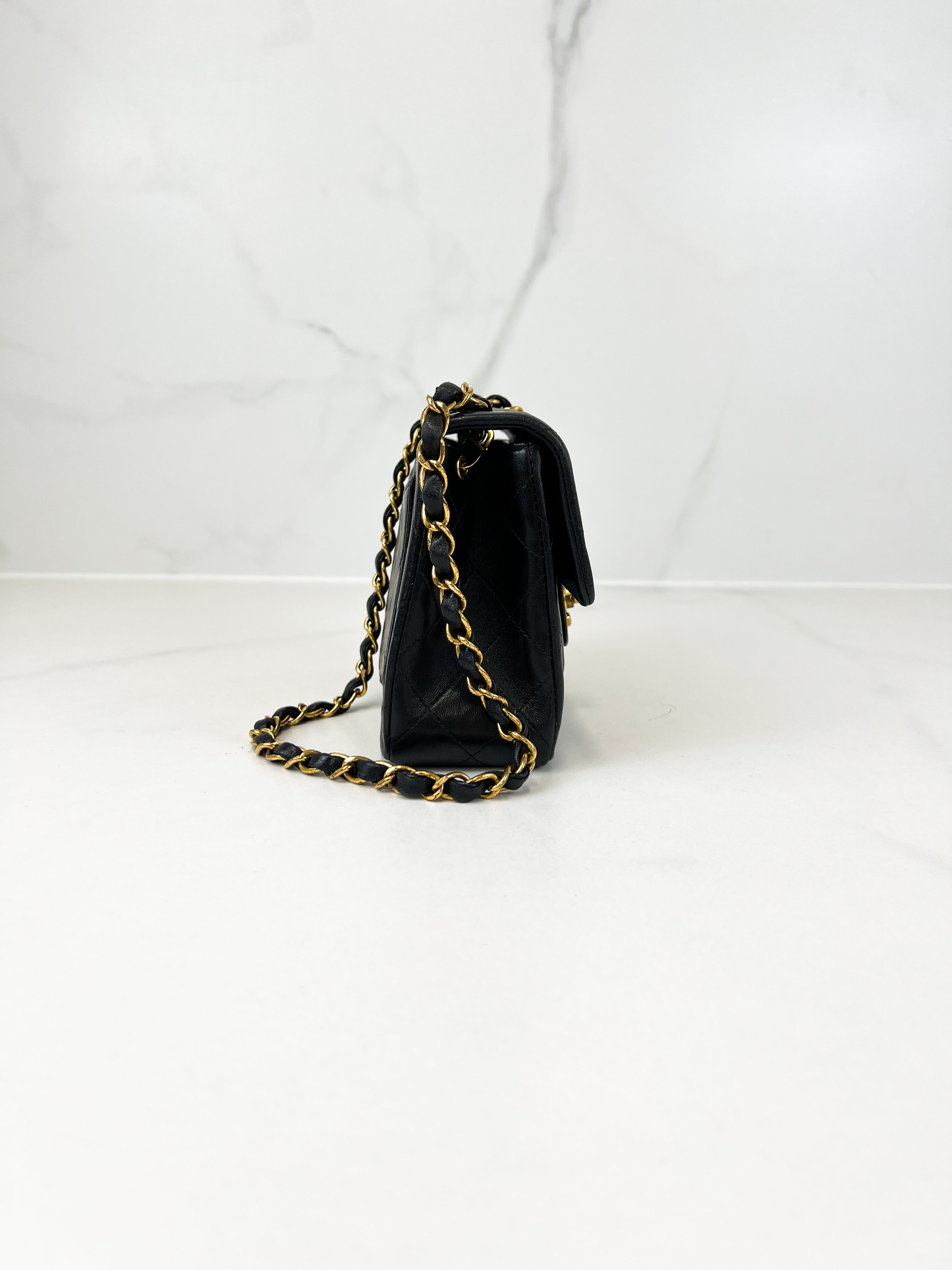 Chanel CC Mini Vintage Lambskin Black Classic Double Flap Shoulder Bag