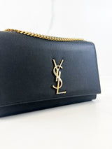 Saint Laurent Black Kate Medium Chain Bag with GHW