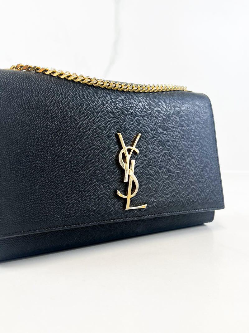 Saint Laurent Black Kate Medium Chain Bag with GHW