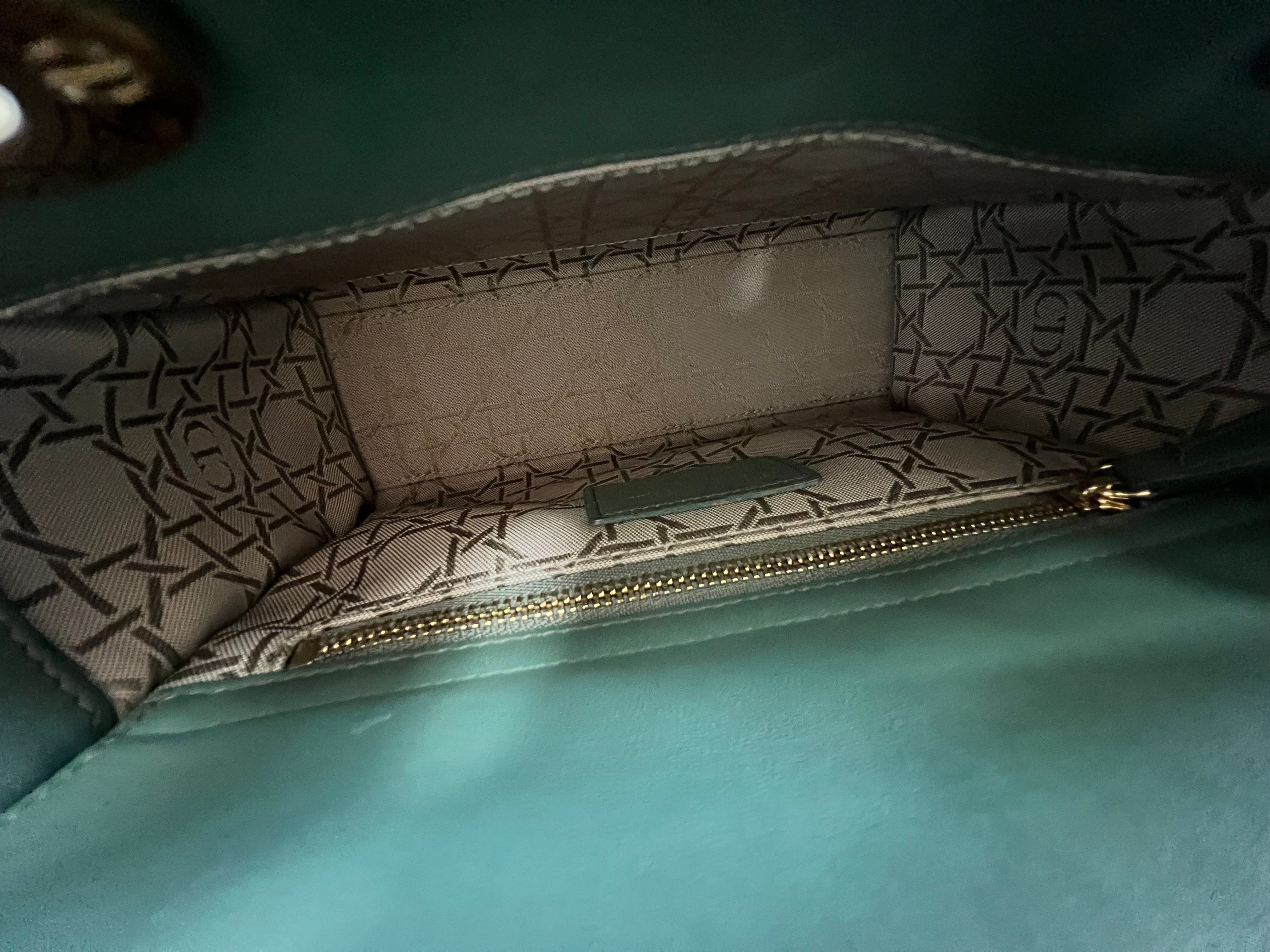 Christian Dior Small Lady Dior In Cedar Green Lambskin with GHW