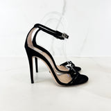 Gucci Black llse Suede Strap Peony Sandals Size 36